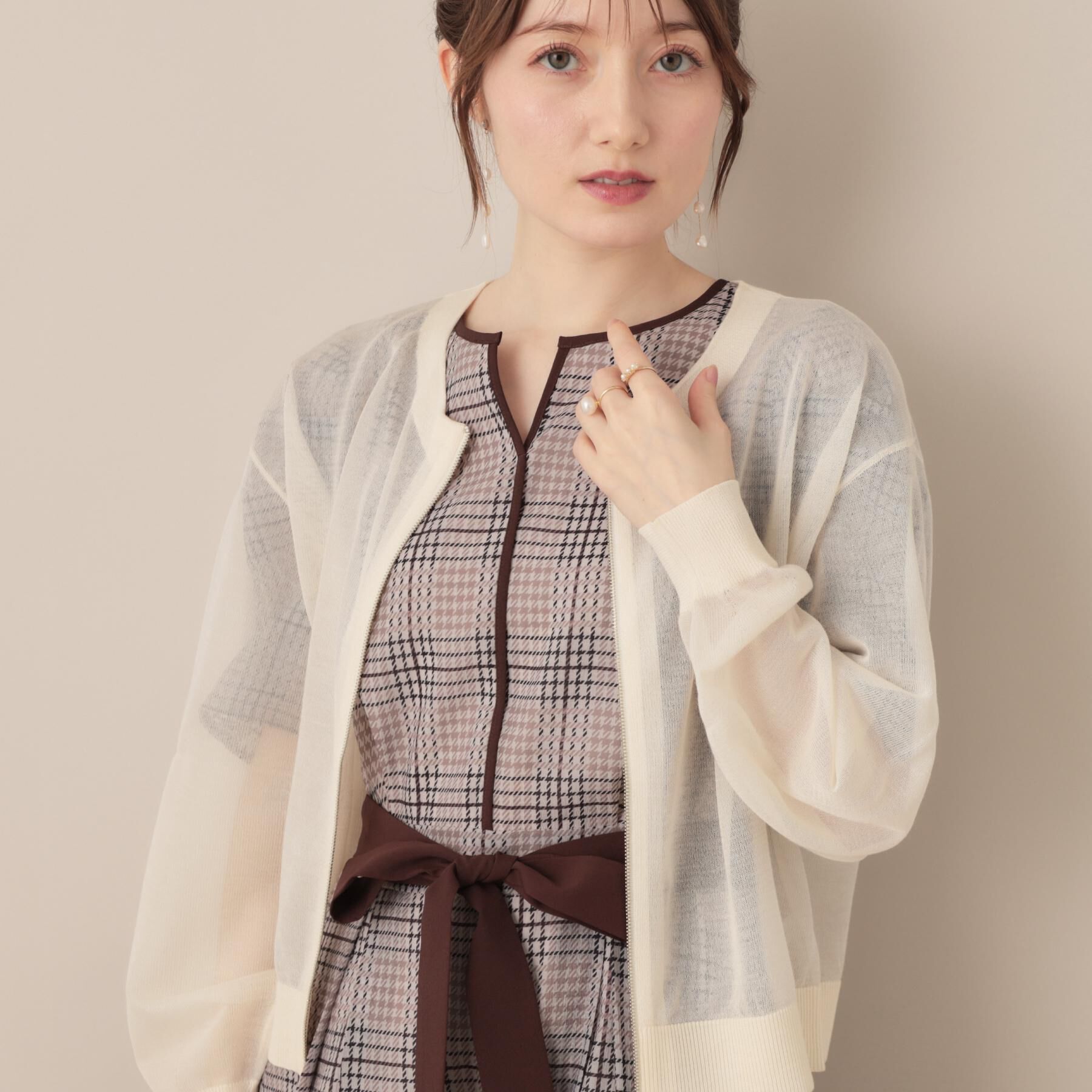 Couture broach「LEVITAシアージップアップブルゾン」|カーディガン|