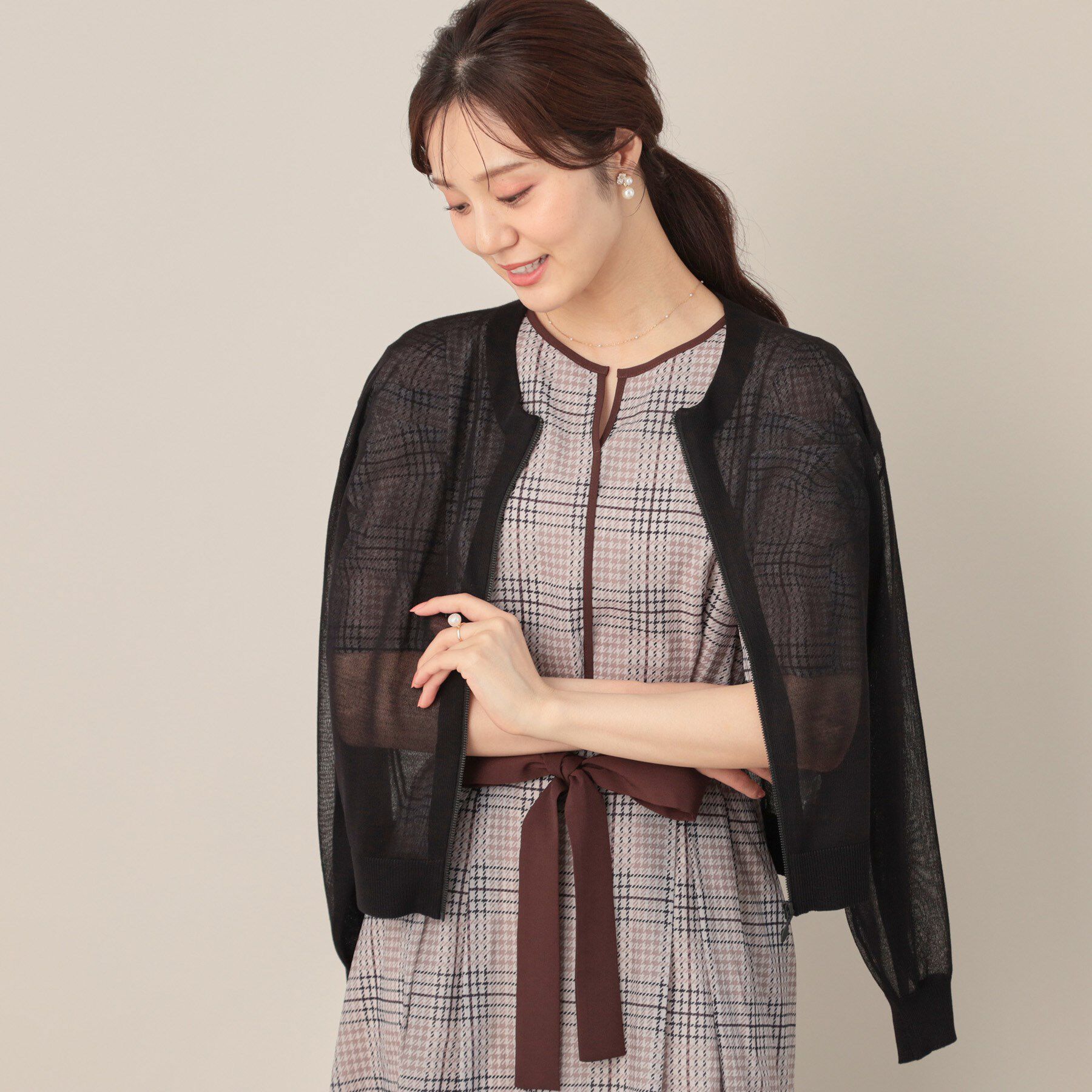 Couture broach「LEVITAシアージップアップブルゾン」|カーディガン|