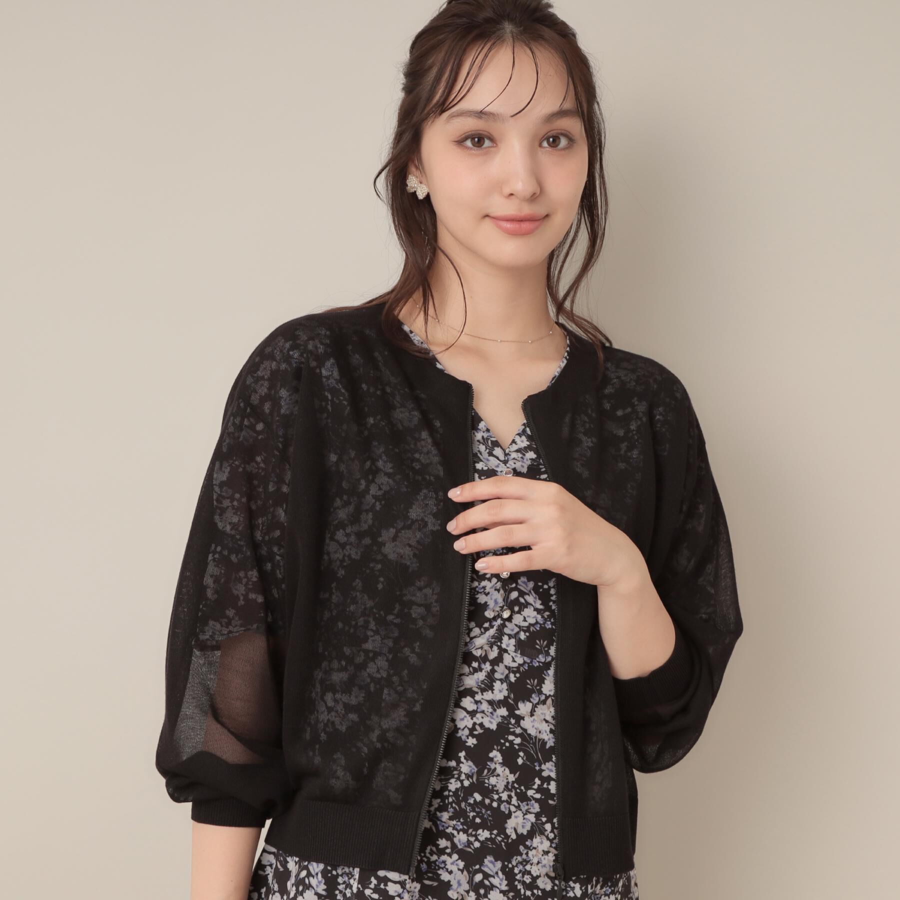 Couture broach「LEVITAシアージップアップブルゾン」|カーディガン|