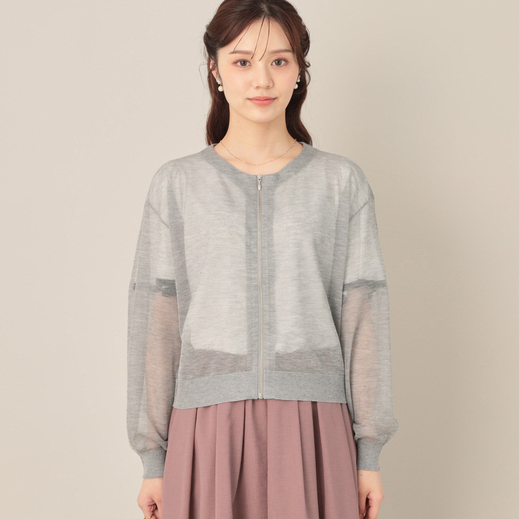 Couture broach「LEVITAシアージップアップブルゾン」|カーディガン|