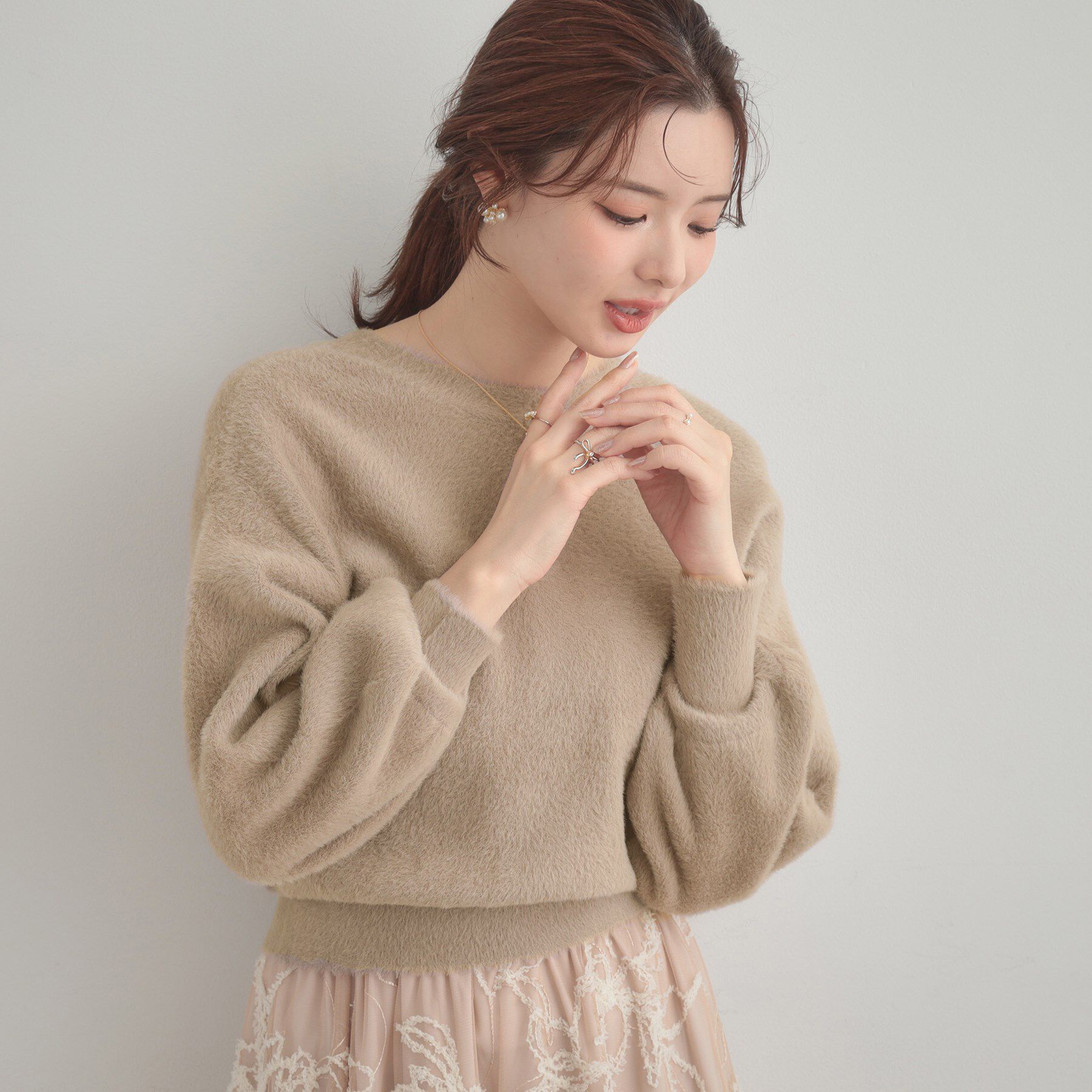 Couture broach「【前後2WAY】Springフェザーカーデトップス」|カーディガン|