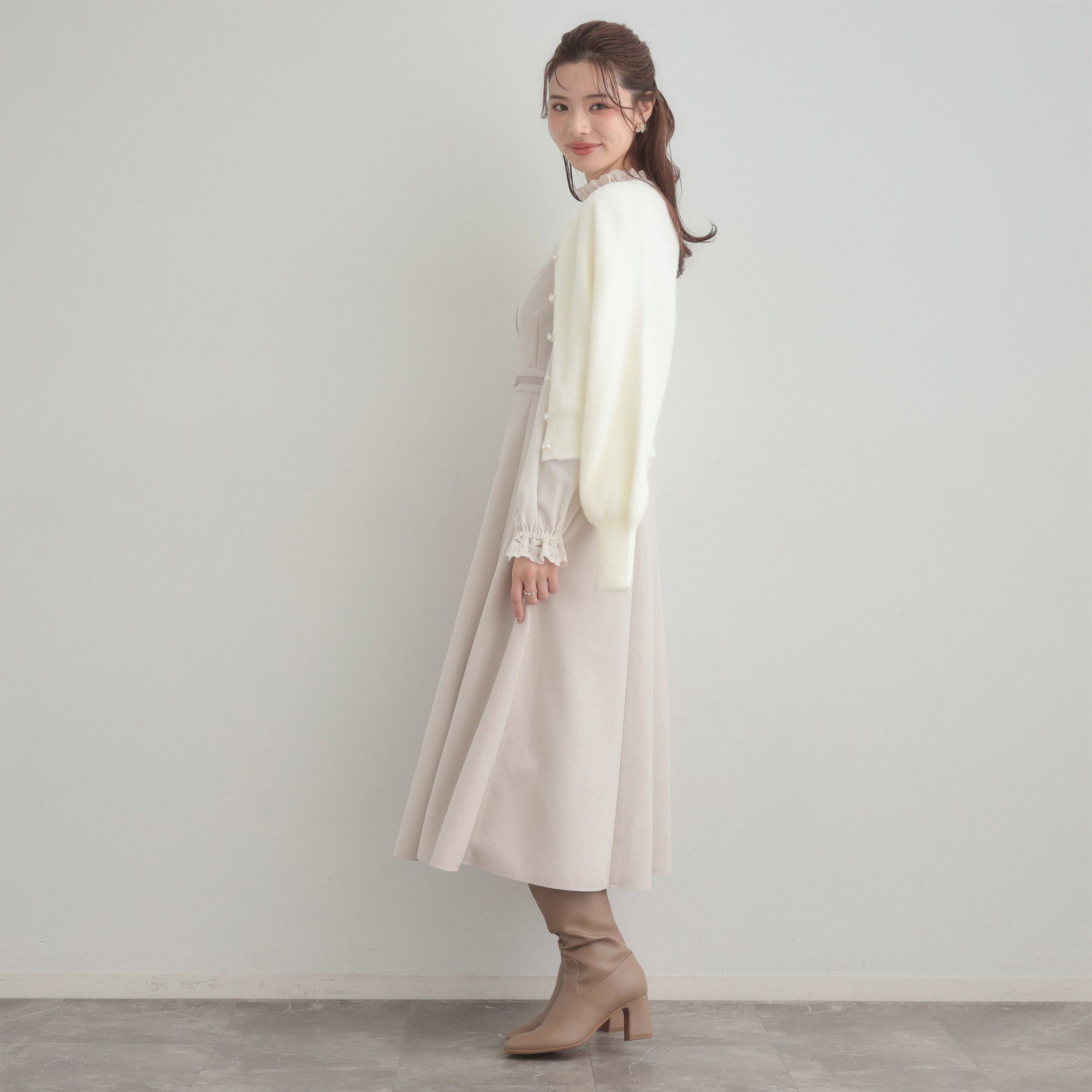 Couture broach「【前後2WAY】Springフェザーカーデトップス」|カーディガン|