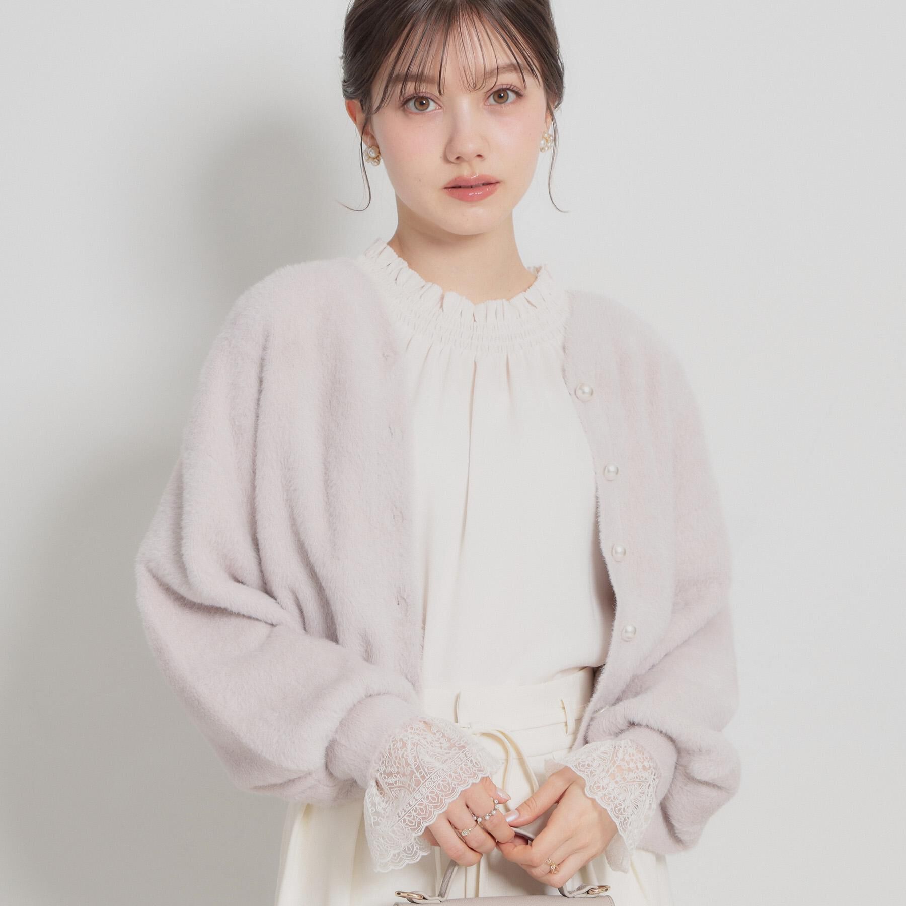 Couture broach「【前後2WAY】Springフェザーカーデトップス」|カーディガン|