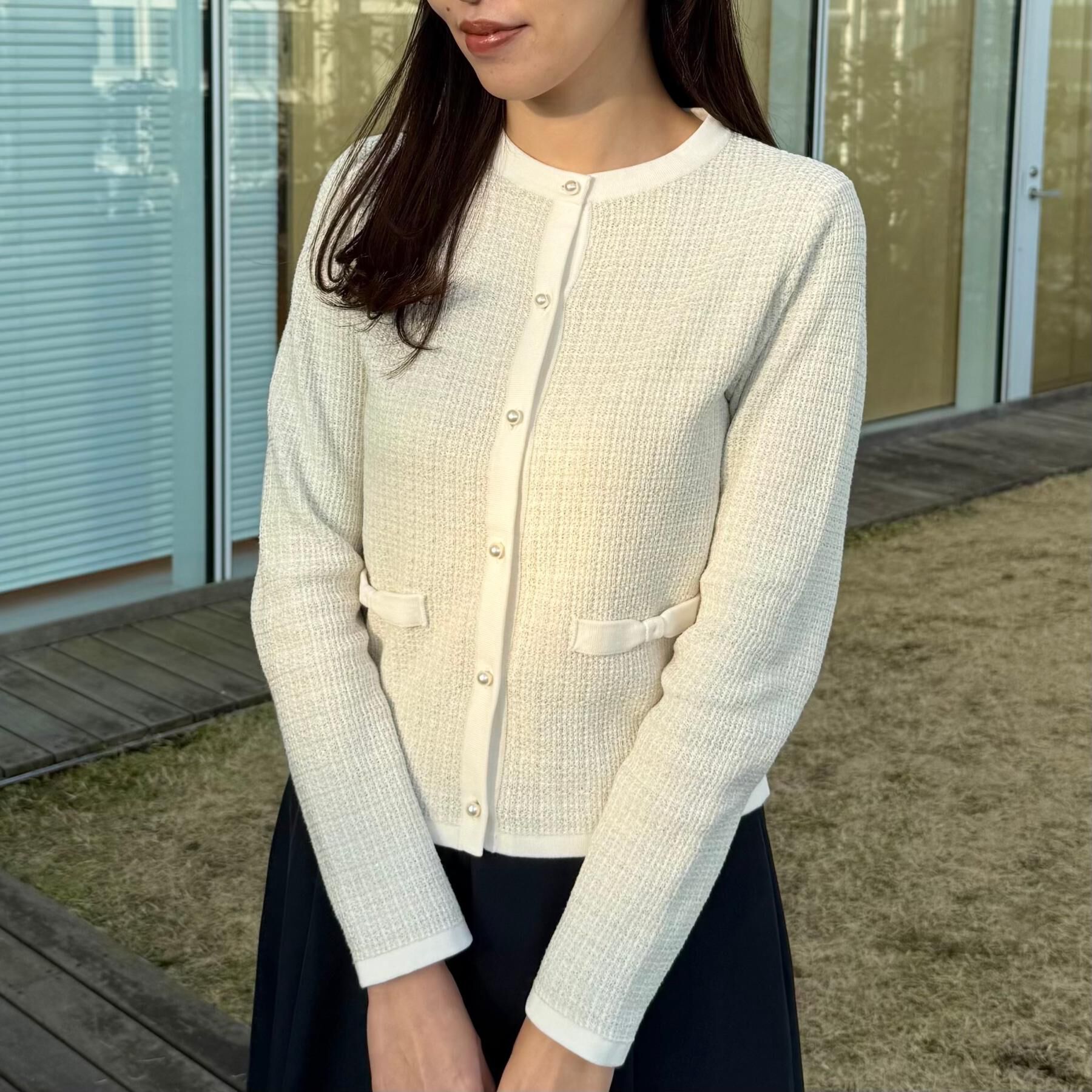 Couture broach「【ハレの日・通勤】ラメツイード ニットカーディガン」|カーディガン|