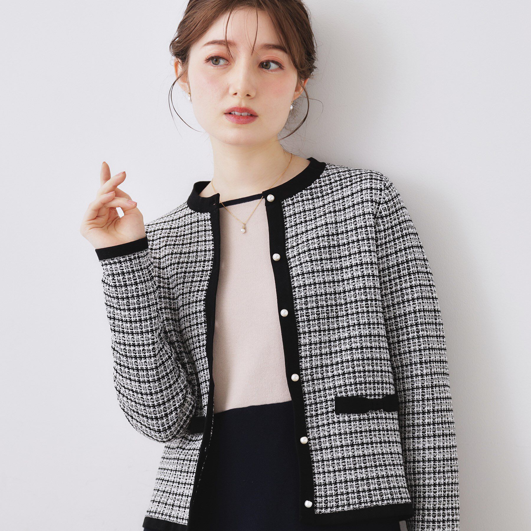 Couture broach「【ハレの日・通勤】ラメツイード ニットカーディガン」|カーディガン|