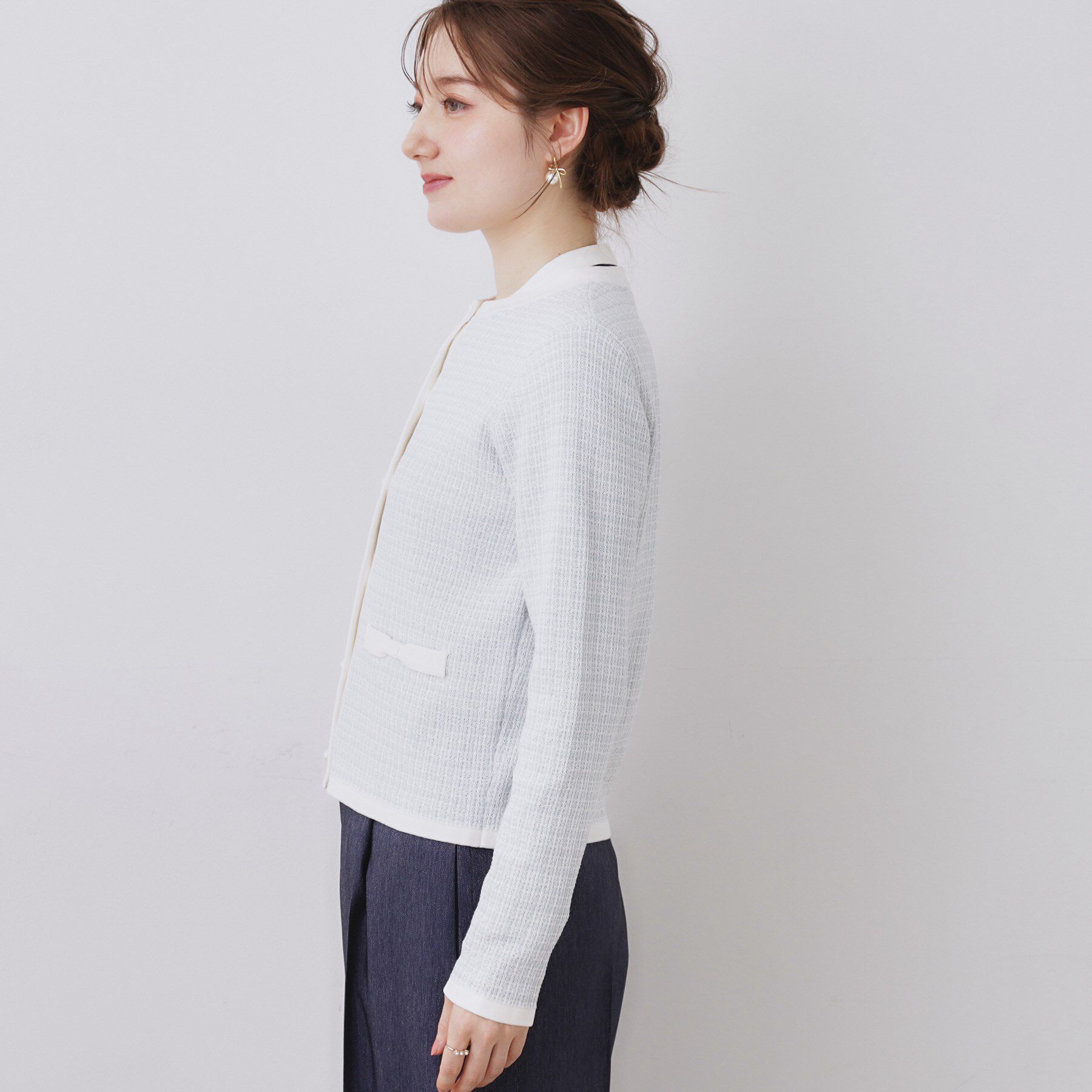 Couture broach「【ハレの日・通勤】ラメツイード ニットカーディガン」|カーディガン|