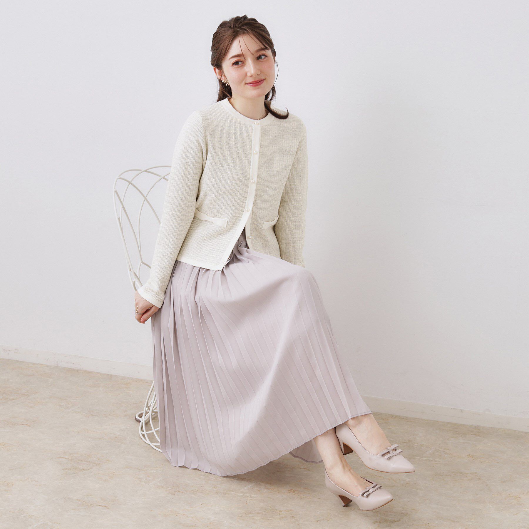 Couture broach「【ハレの日・通勤】ラメツイード ニットカーディガン」|カーディガン|