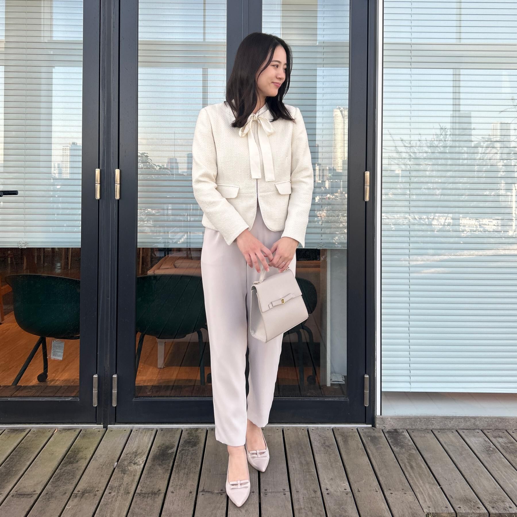 Couture broach「【ハレの日・通勤】配色タックタイブラウス」|シャツ・ブラウス|