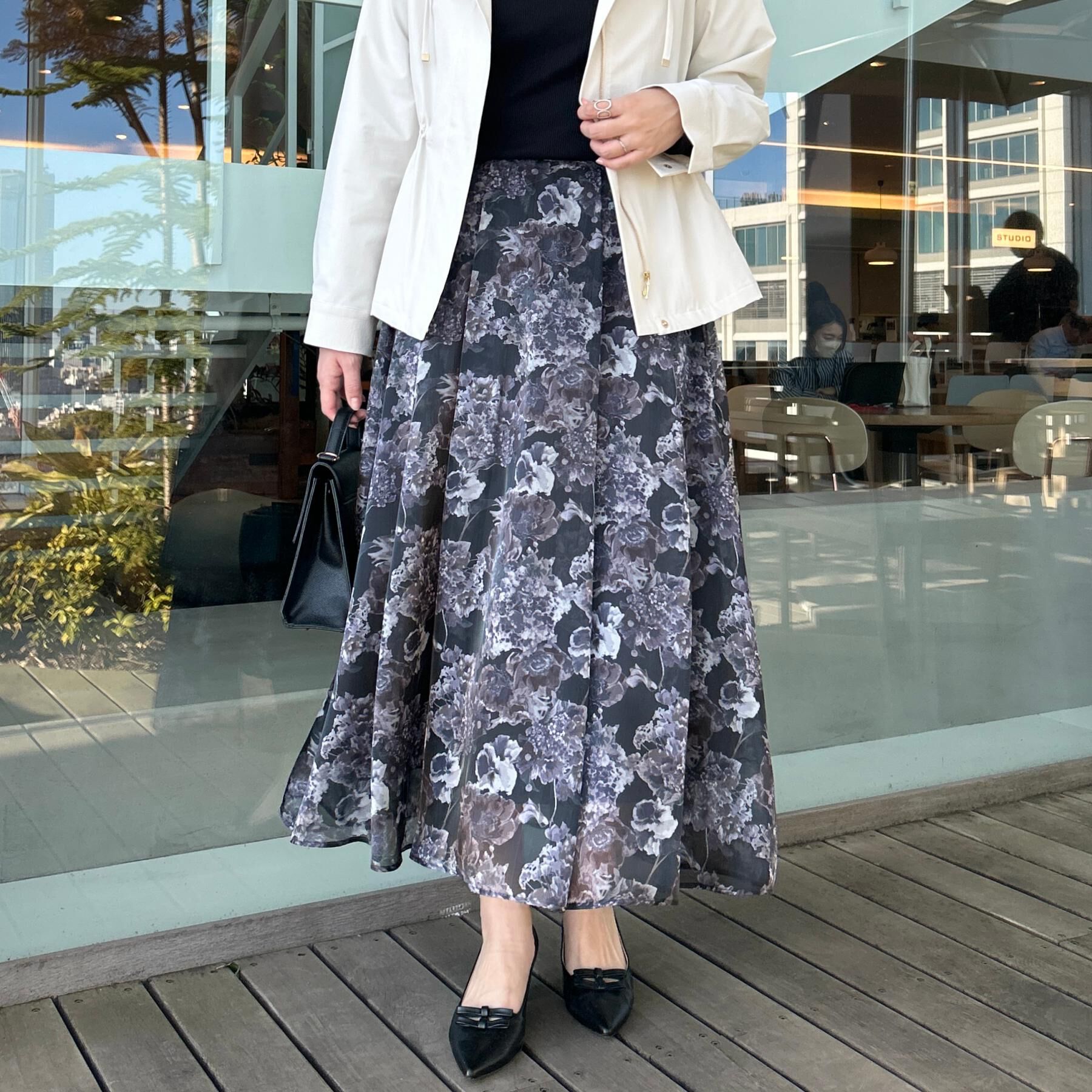 Couture broach「【洗える・通勤】Springオーガンフルールスカート」|スカート|