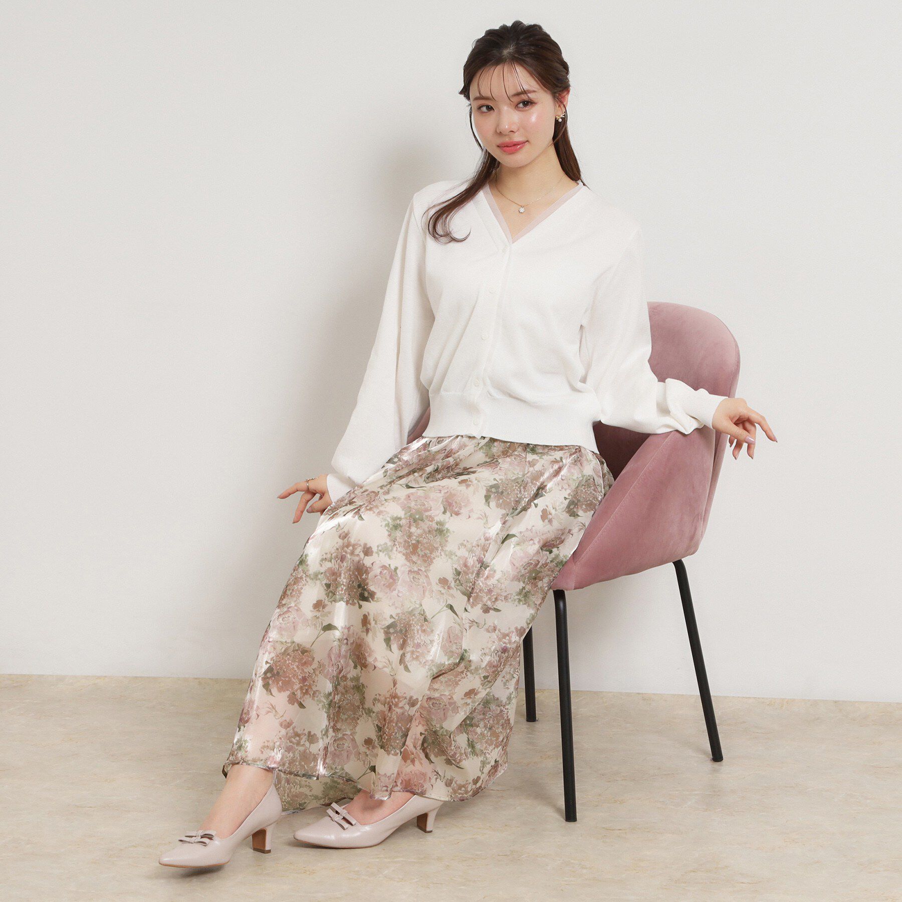 Couture broach「【洗える・通勤】Springオーガンフルールスカート」|スカート|