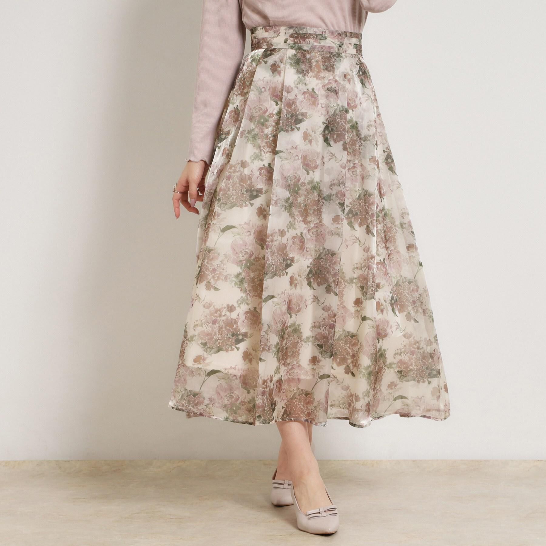 Couture broach「【洗える・通勤】Springオーガンフルールスカート」|スカート|