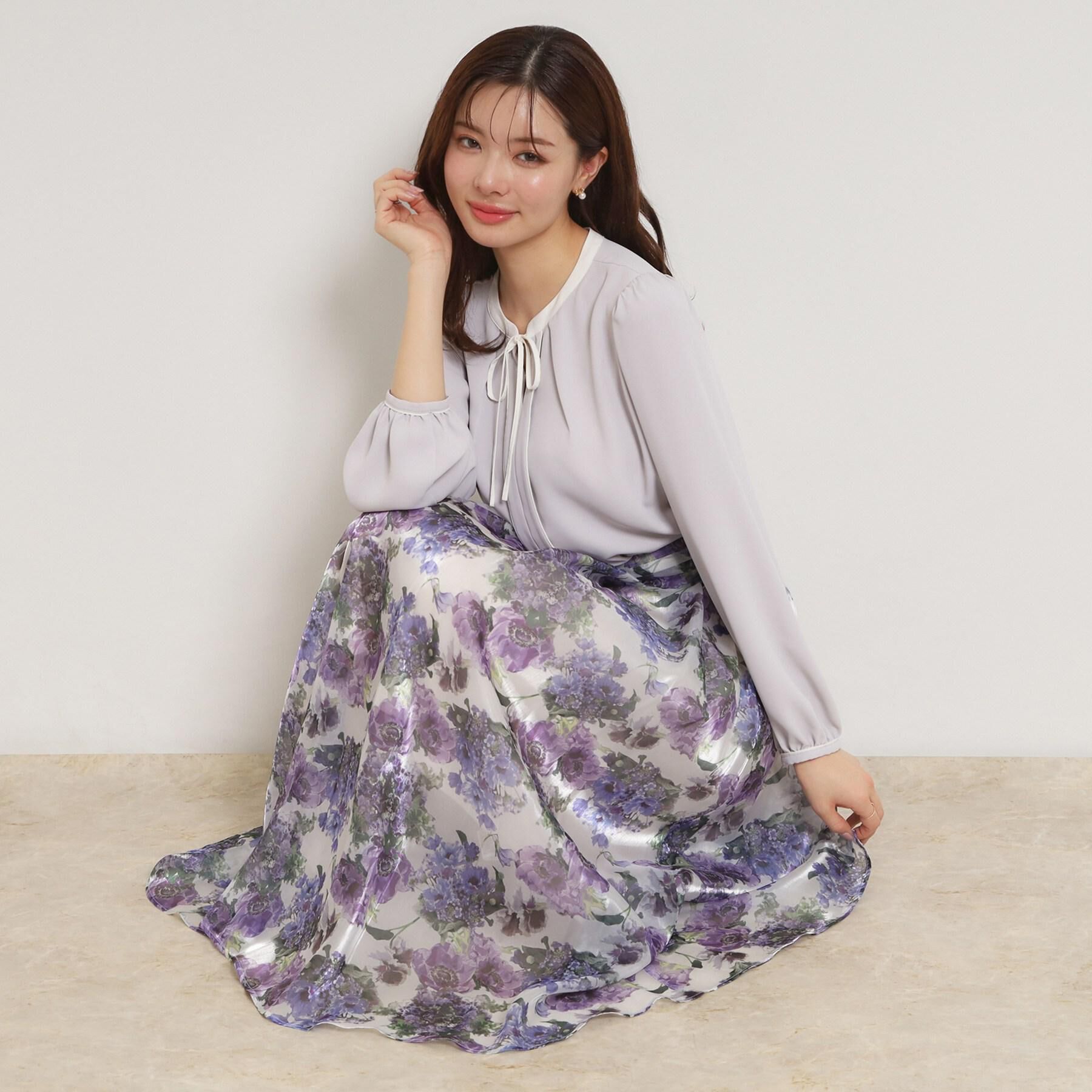Couture broach「【洗える・通勤】Springオーガンフルールスカート」|スカート|