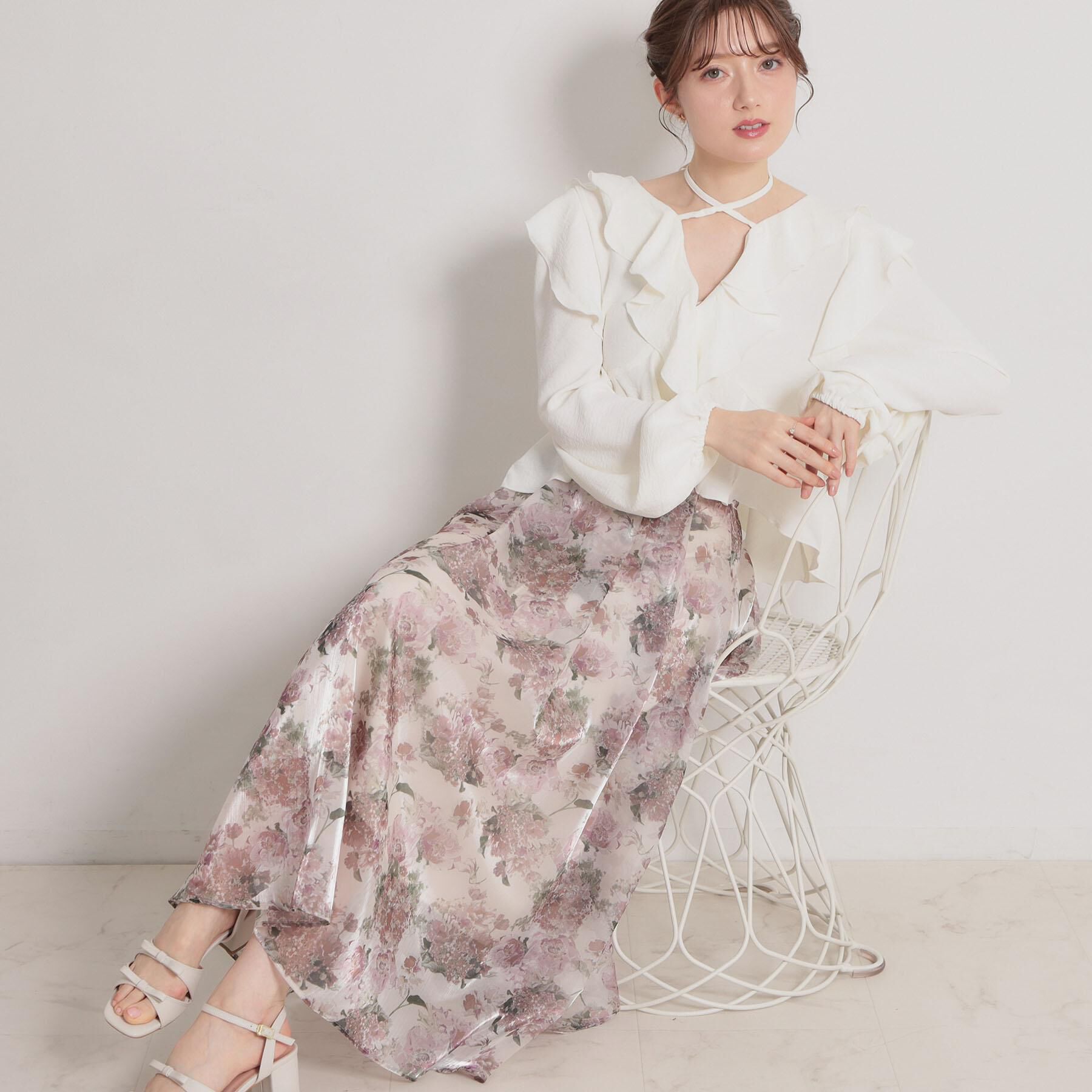 Couture broach「【洗える・通勤】Springオーガンフルールスカート」|スカート|ピンクベージュ(15