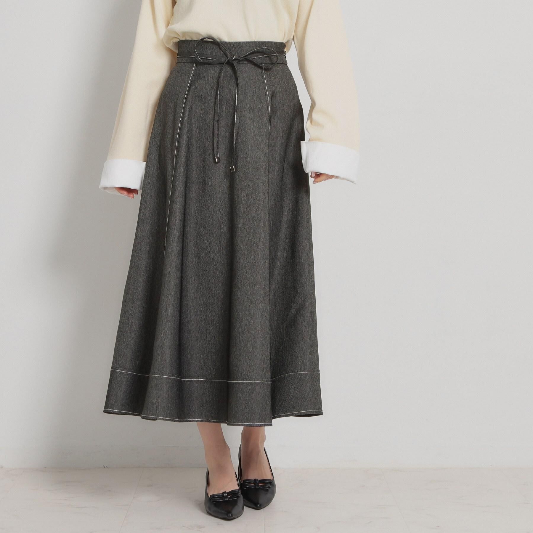 Couture broach「【洗える】デニムライク細リボンスカート」|スカート|