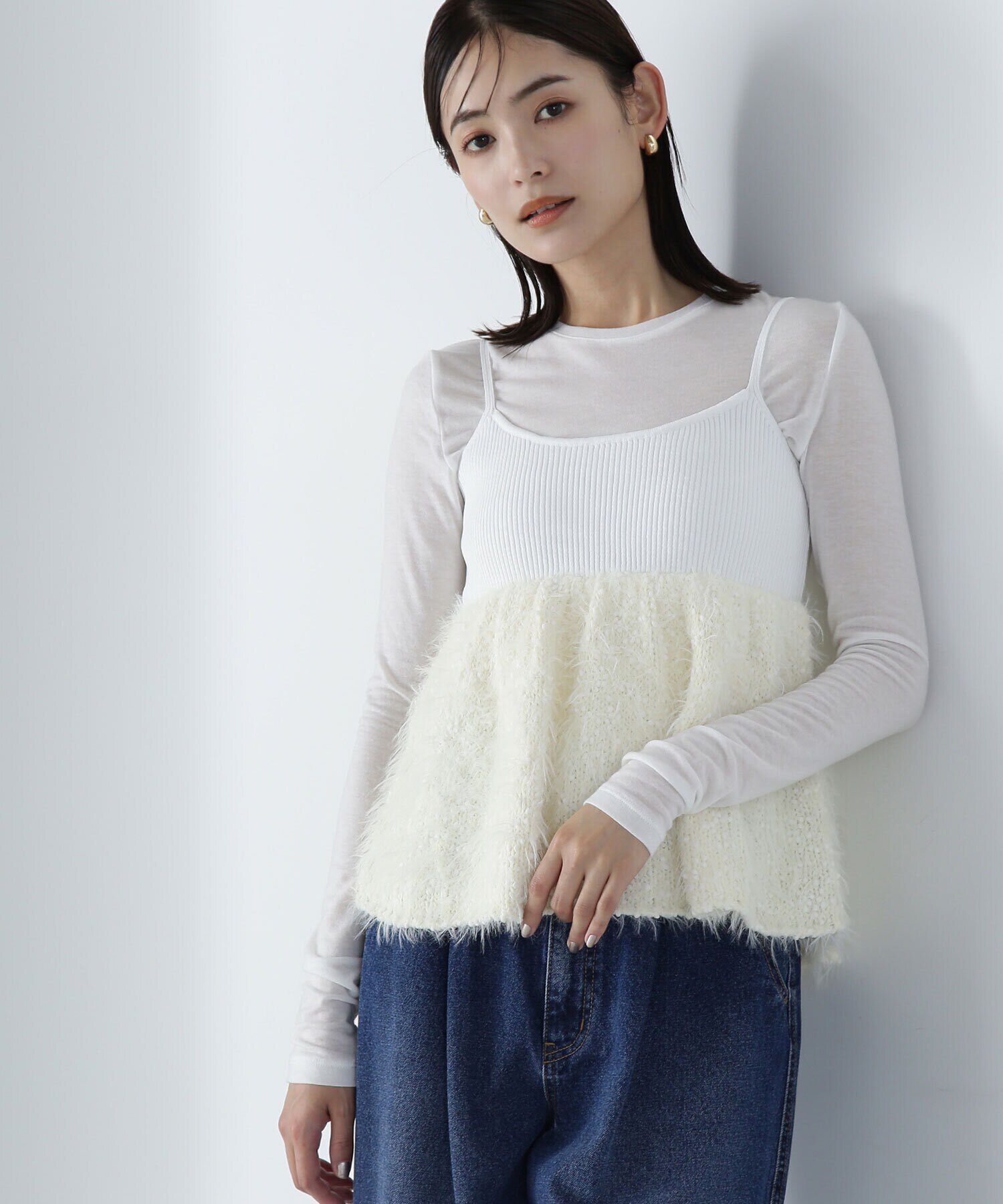  「ポップコーンシャギーニットキャミソール　24AW」|ニット・セーター|オフ1