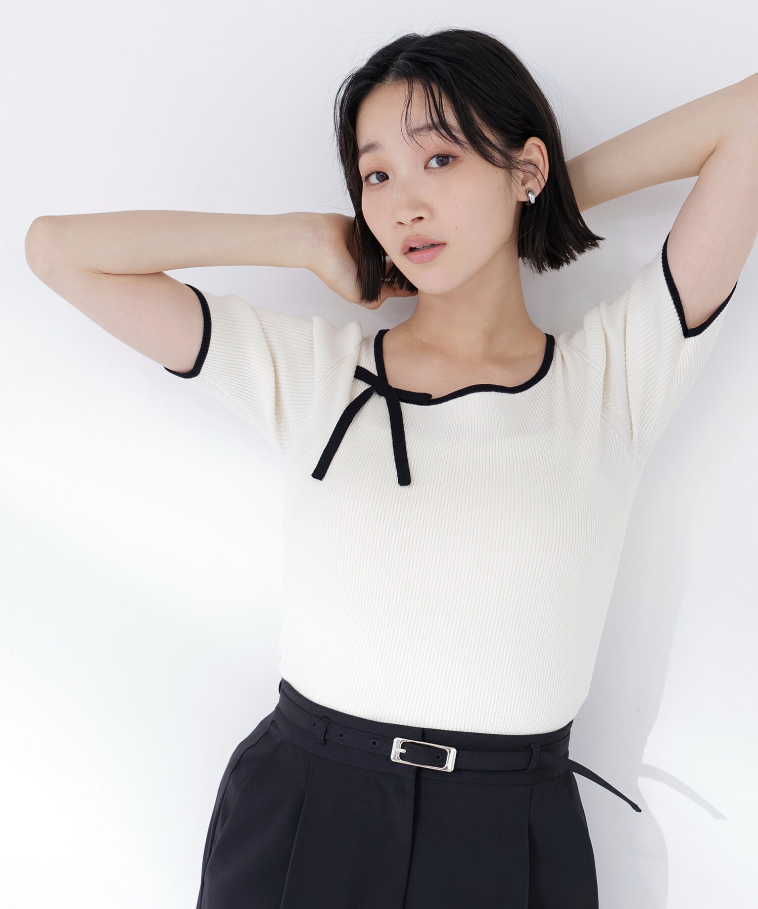  「リボンパイピングニット」|ニット・セーター|