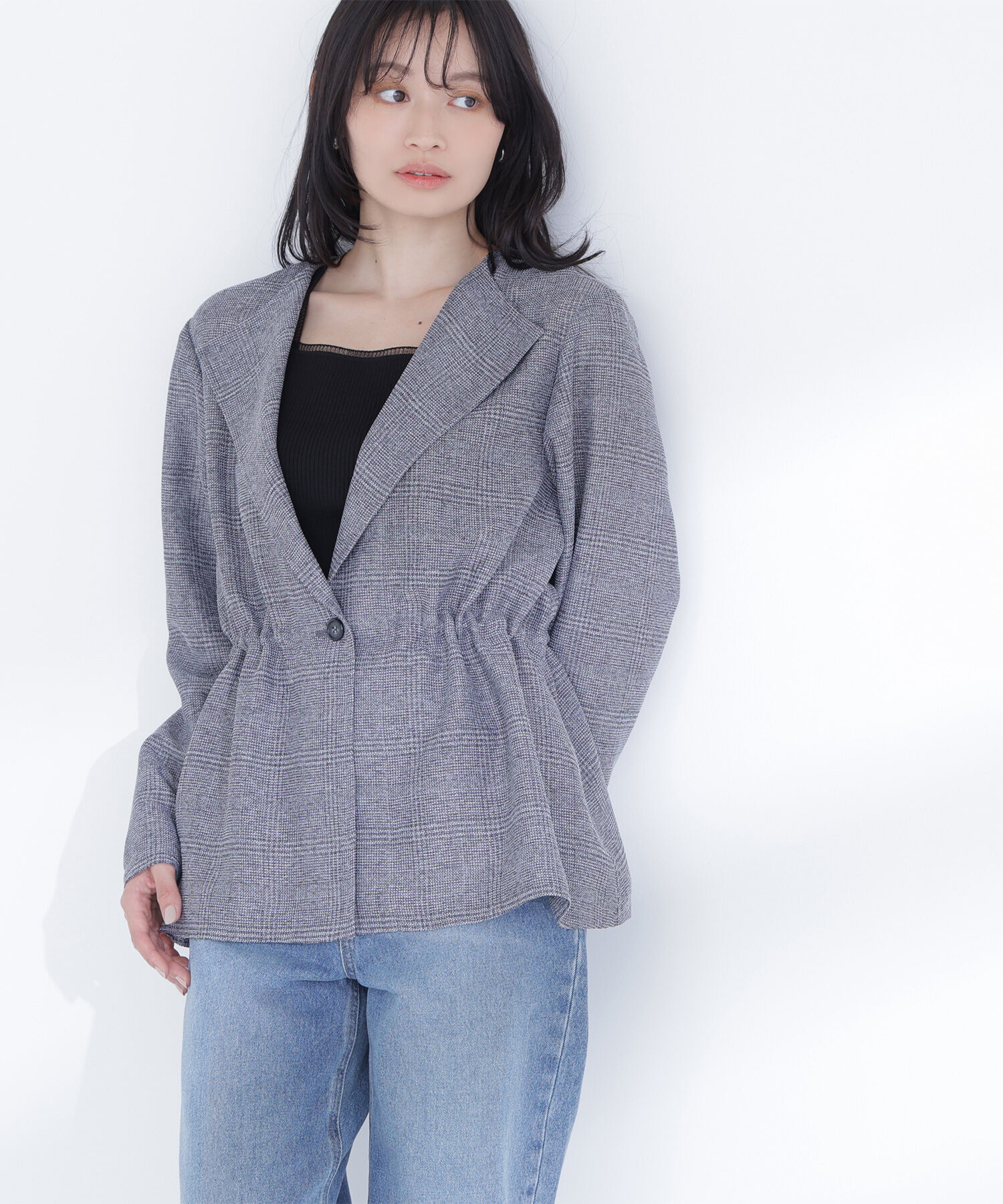  「ドロストシャドーチェックジャケット」|ブルゾン・スタジャン|