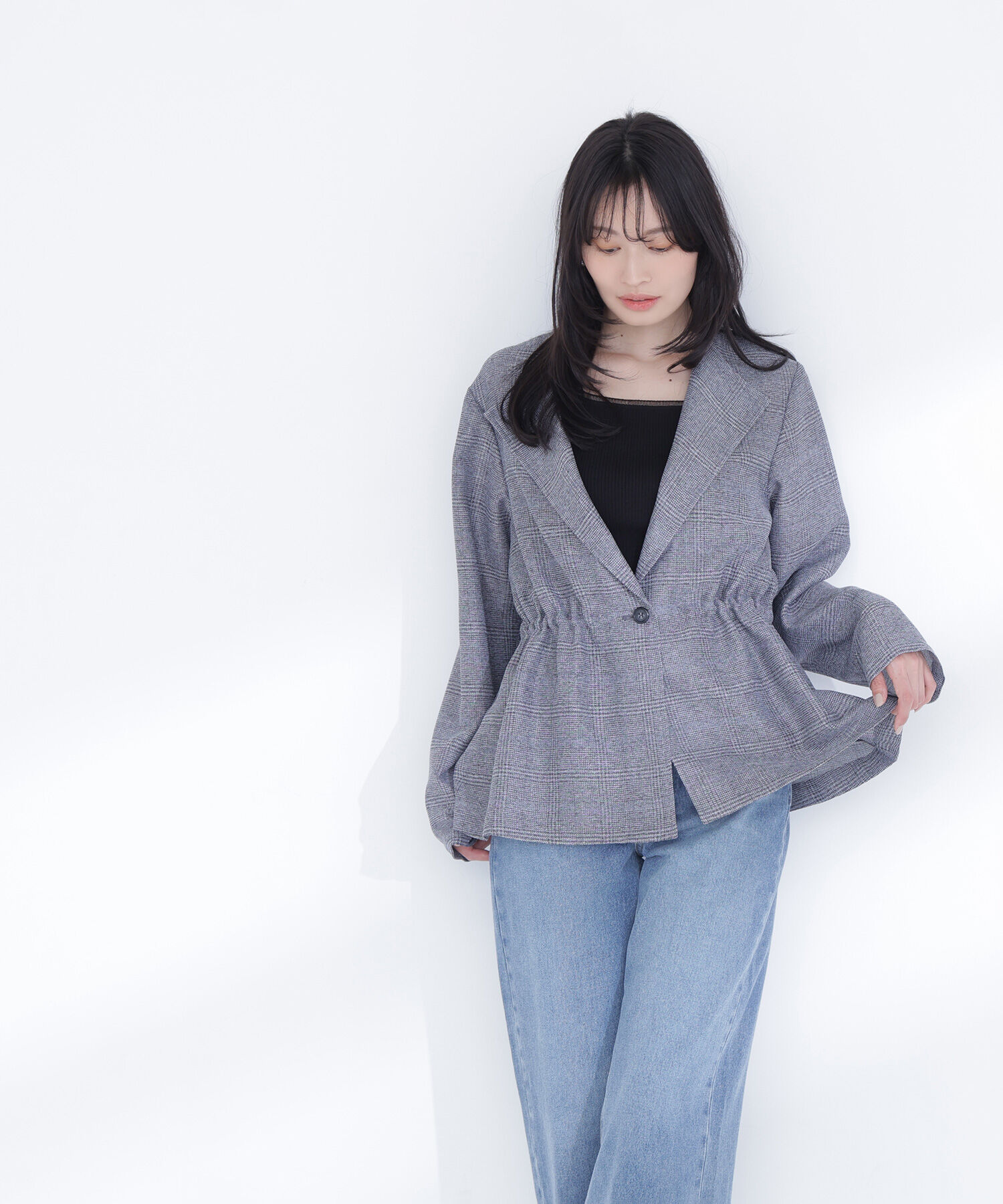  「ドロストシャドーチェックジャケット」|ブルゾン・スタジャン|