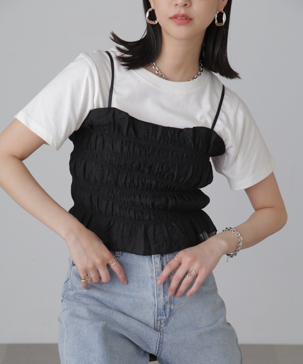  「ギャザーシャーリングビスチェ」|シャツ・ブラウス|