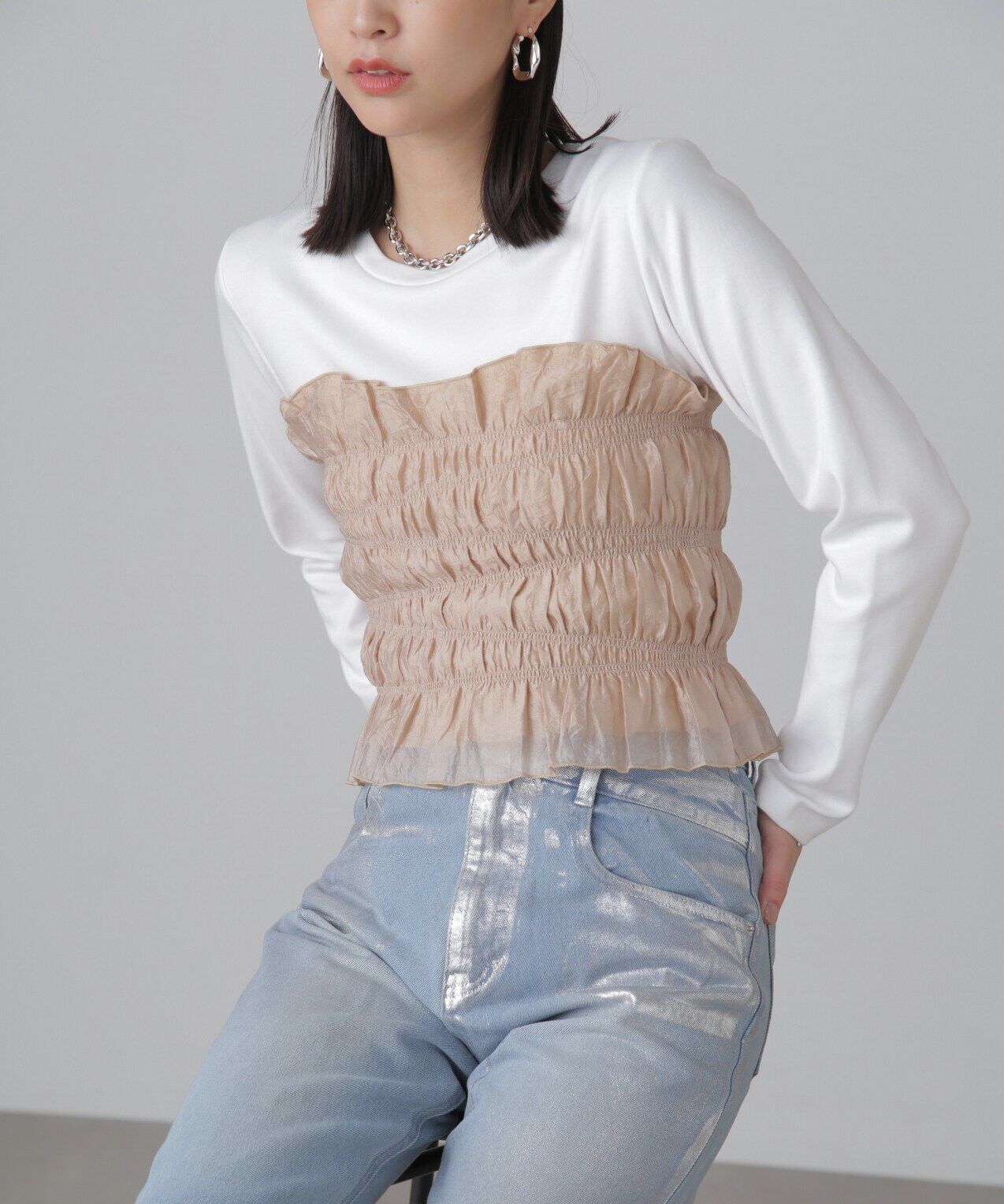  「ギャザーシャーリングビスチェ」|シャツ・ブラウス|