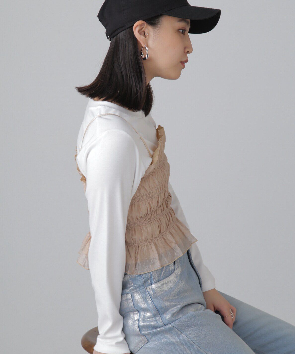  「ギャザーシャーリングビスチェ」|シャツ・ブラウス|