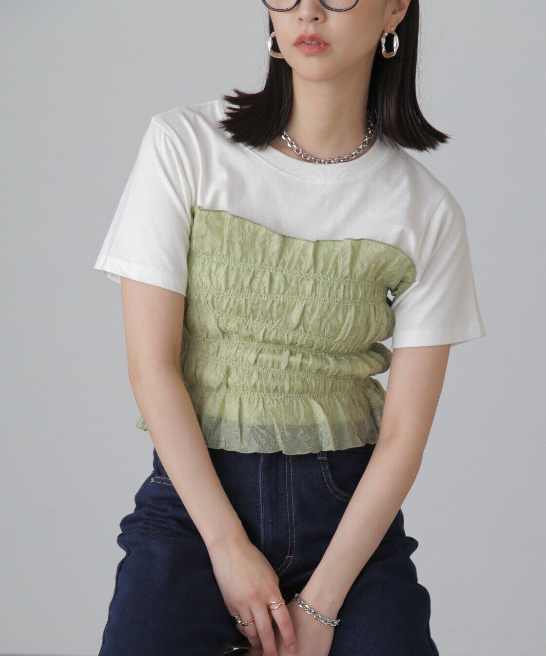  「ギャザーシャーリングビスチェ」|シャツ・ブラウス|