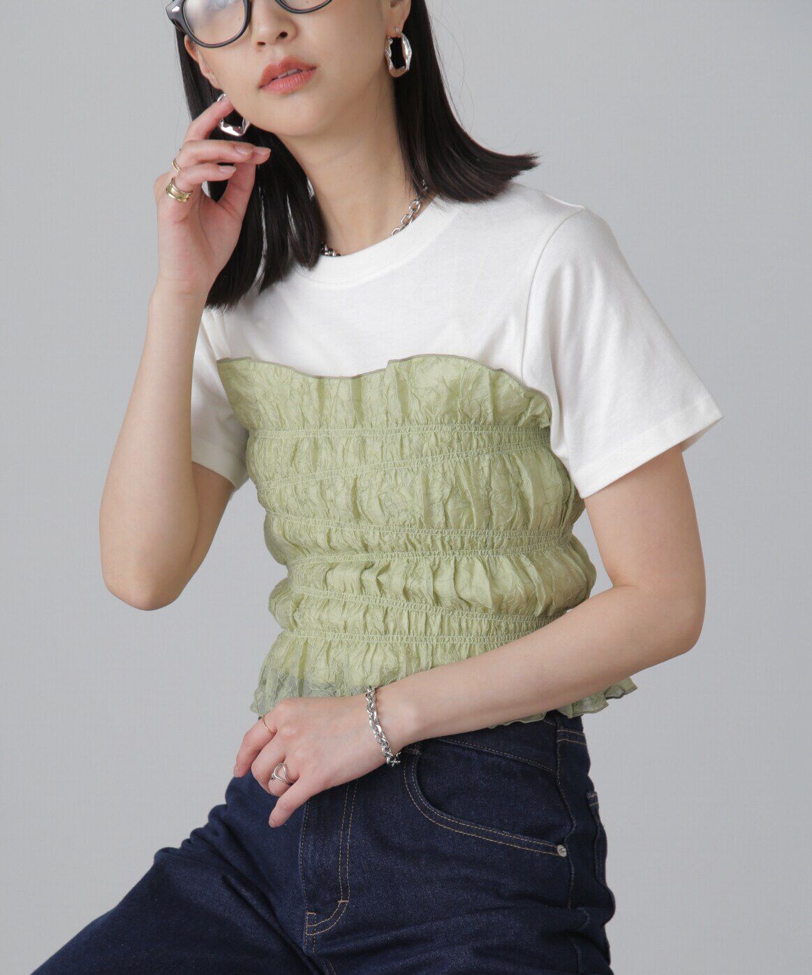  「ギャザーシャーリングビスチェ」|シャツ・ブラウス|