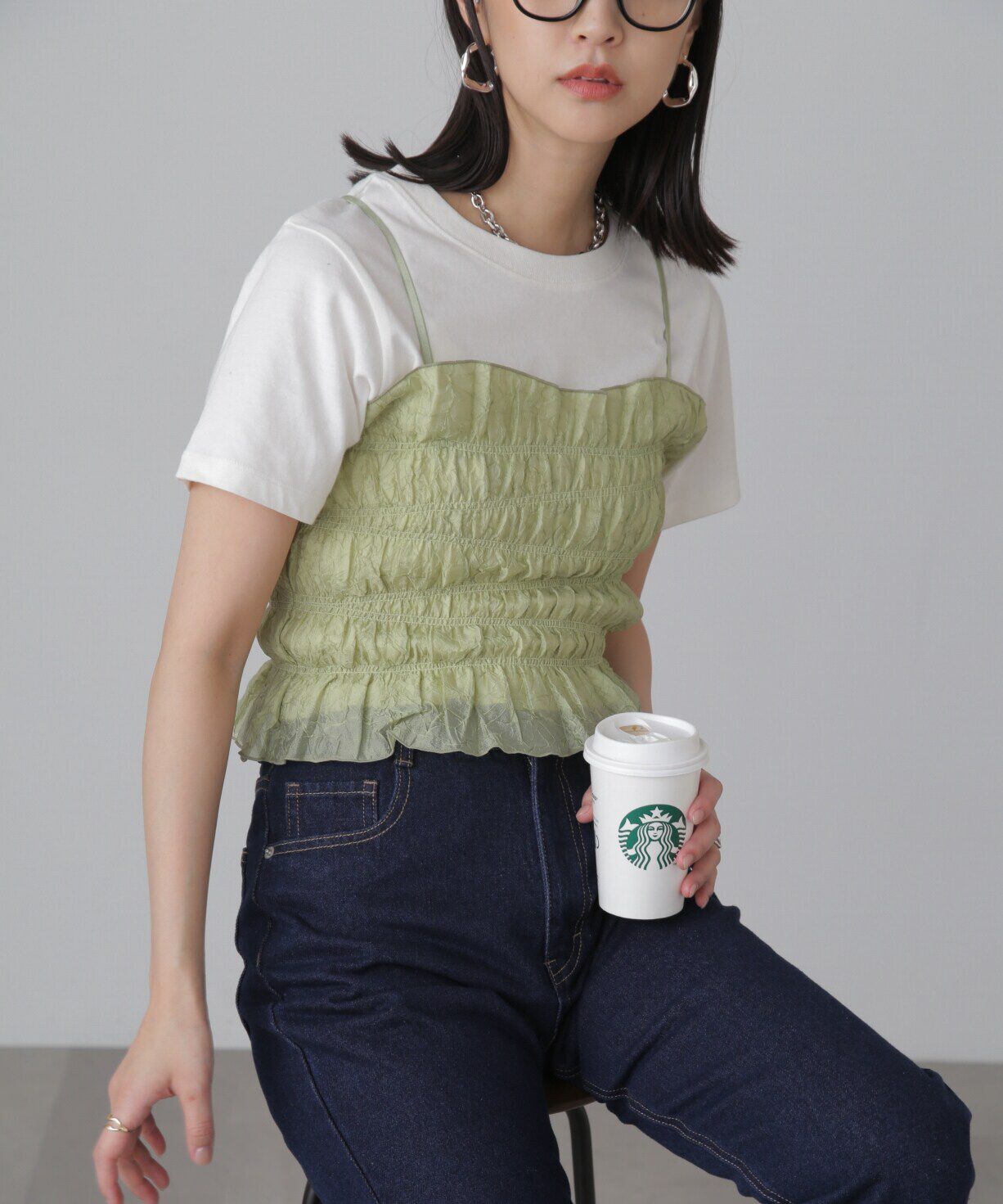  「ギャザーシャーリングビスチェ」|シャツ・ブラウス|