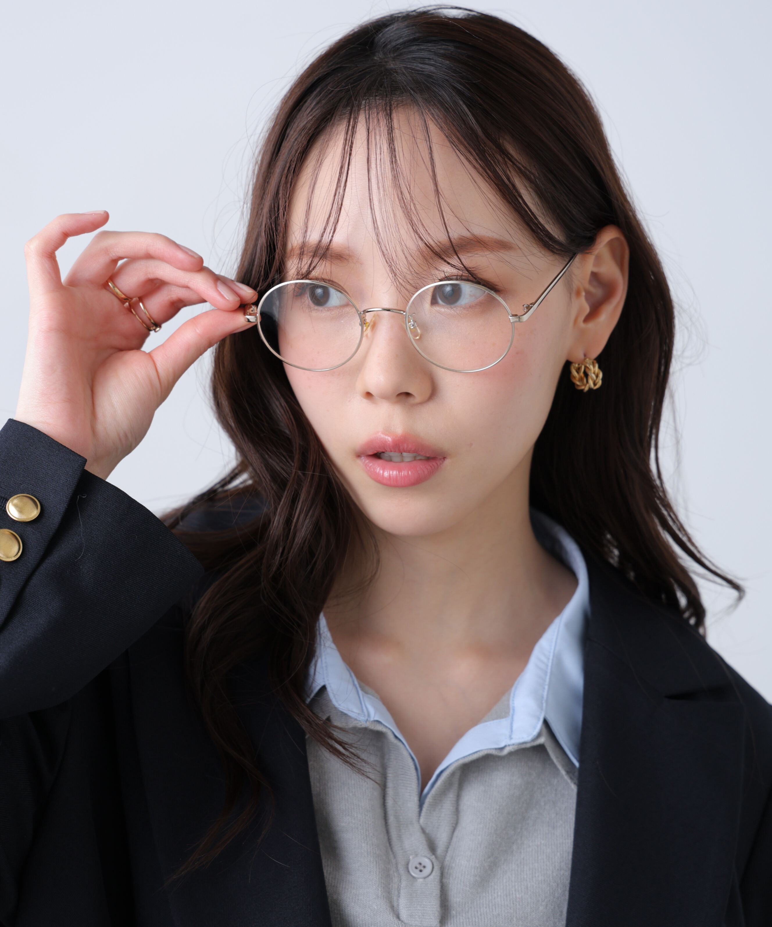  「ラウンドメガネ」|ハンカチ|ゴールドメガ