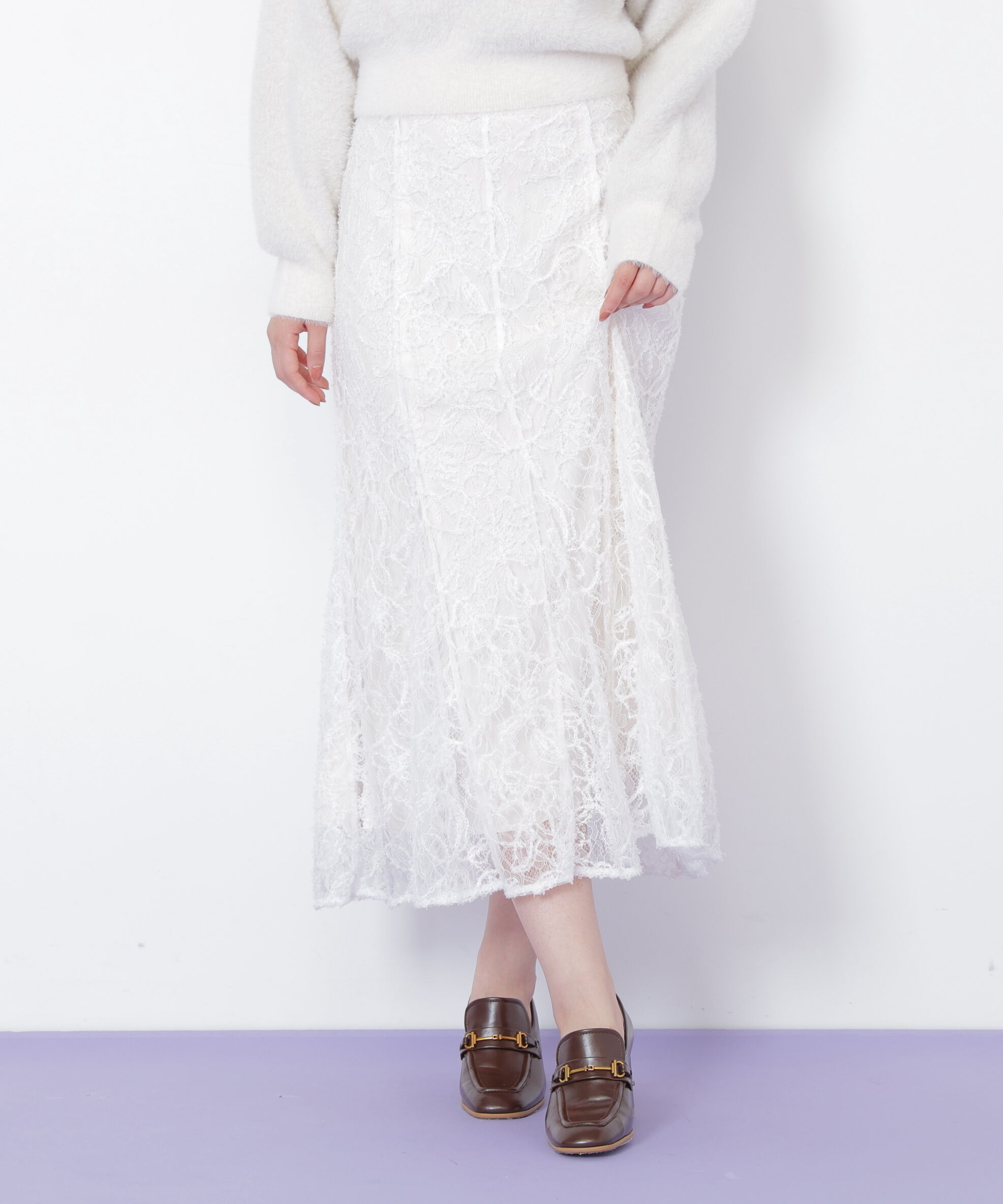  「モール刺繍レースマーメイドスカート」|スカート|