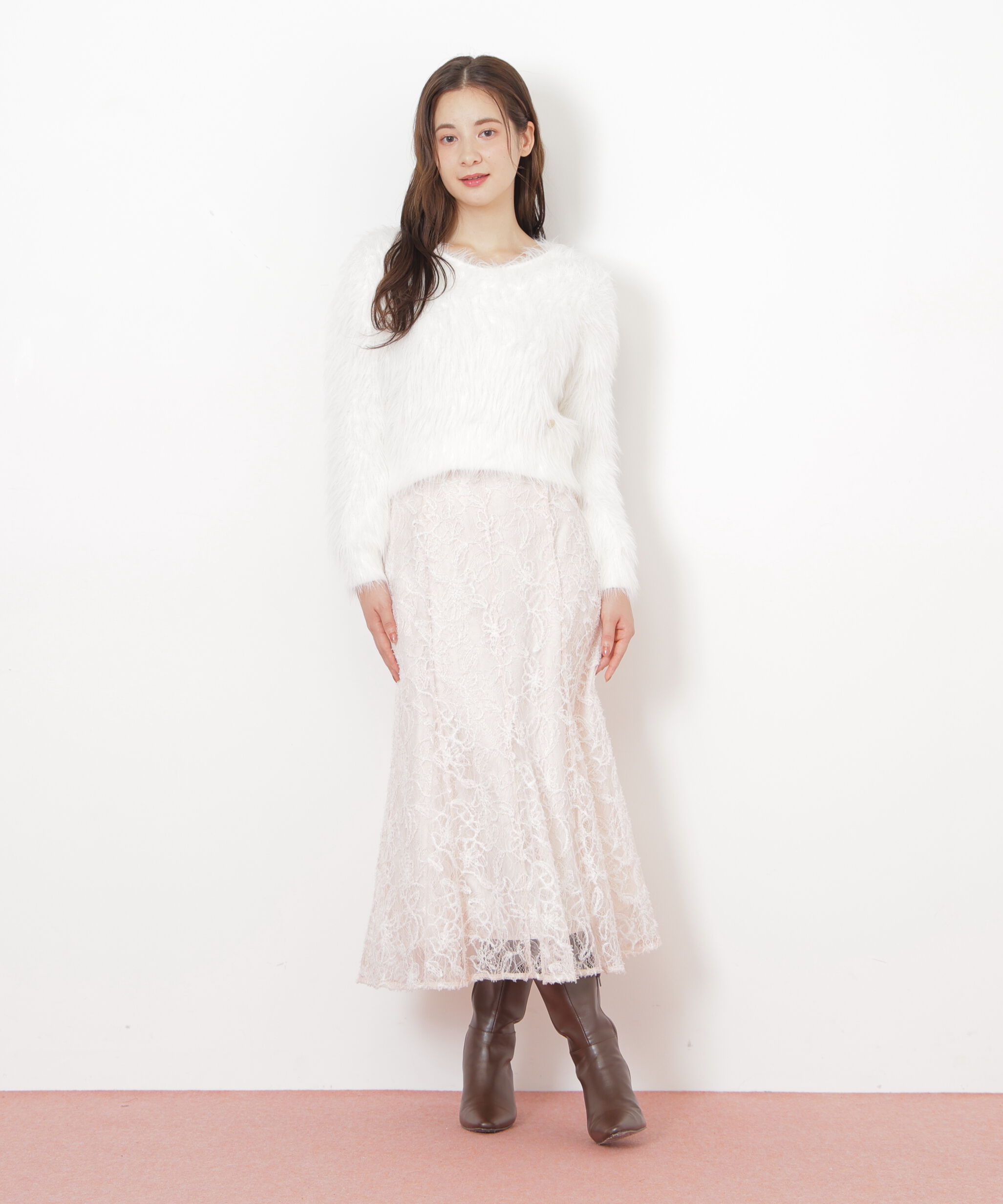  「モール刺繍レースマーメイドスカート」|スカート|