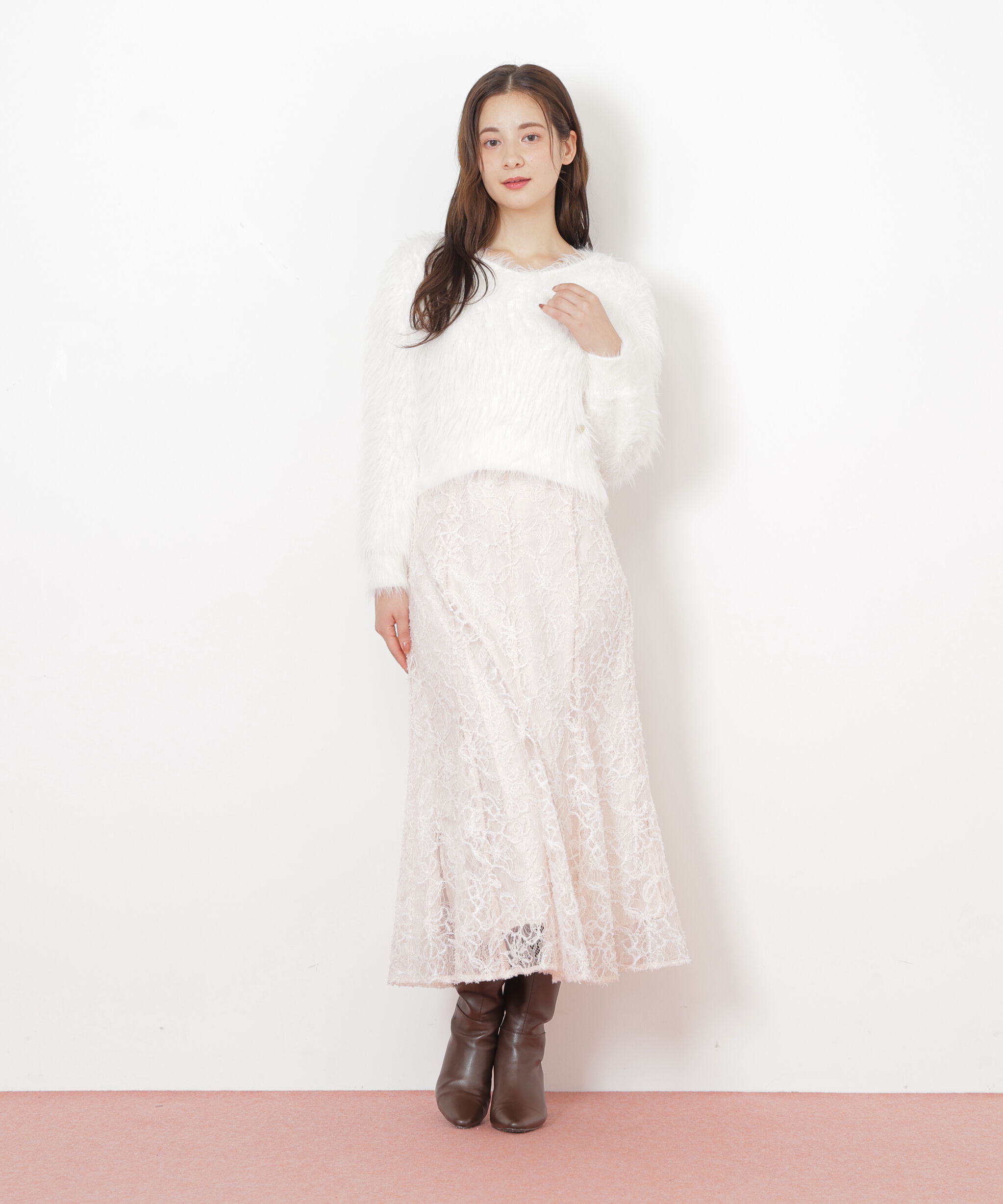  「モール刺繍レースマーメイドスカート」|スカート|