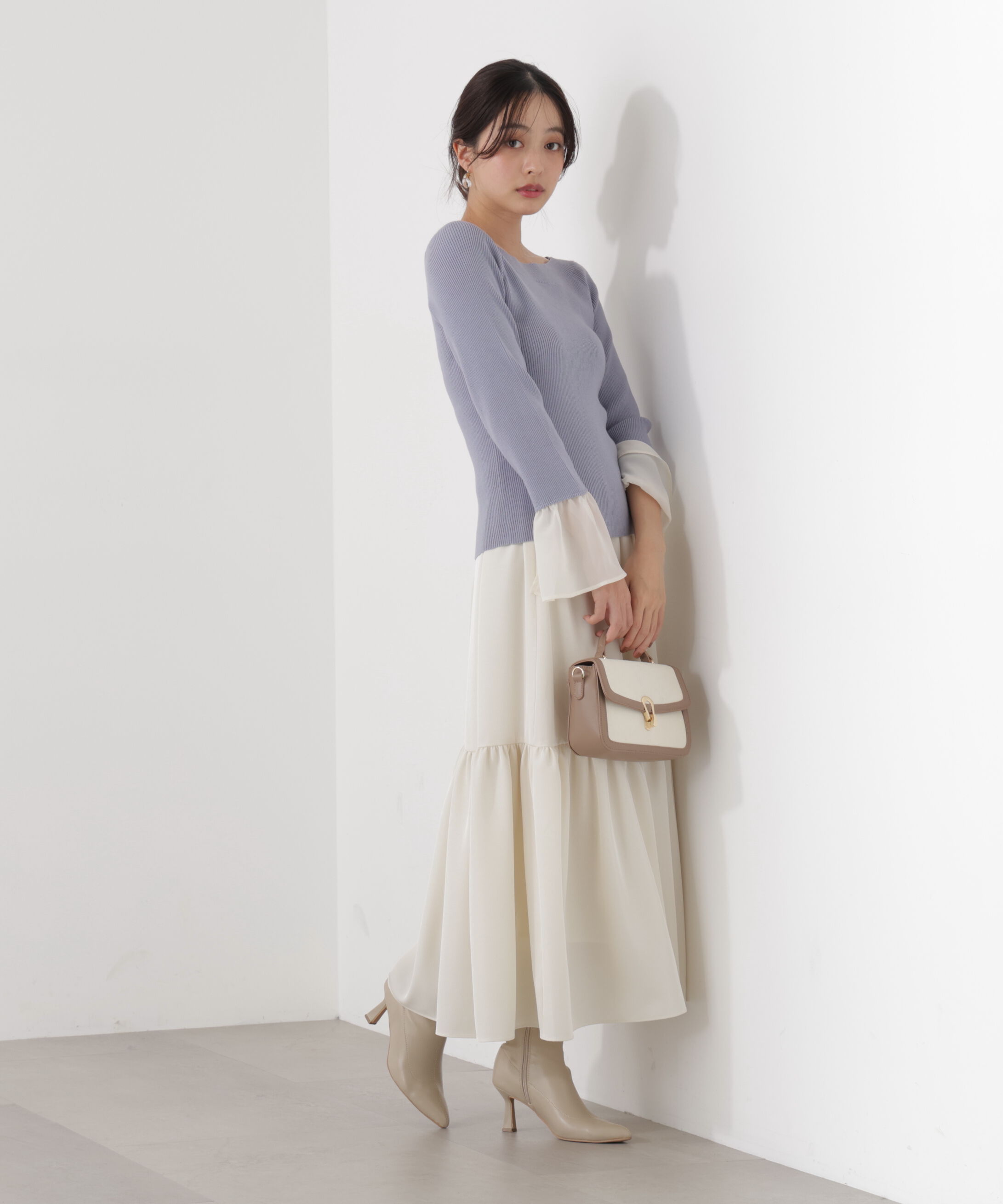 PROPORTION BODY DRESSING「ニュアンスサテンティアードスカート　26SS」|スカート|