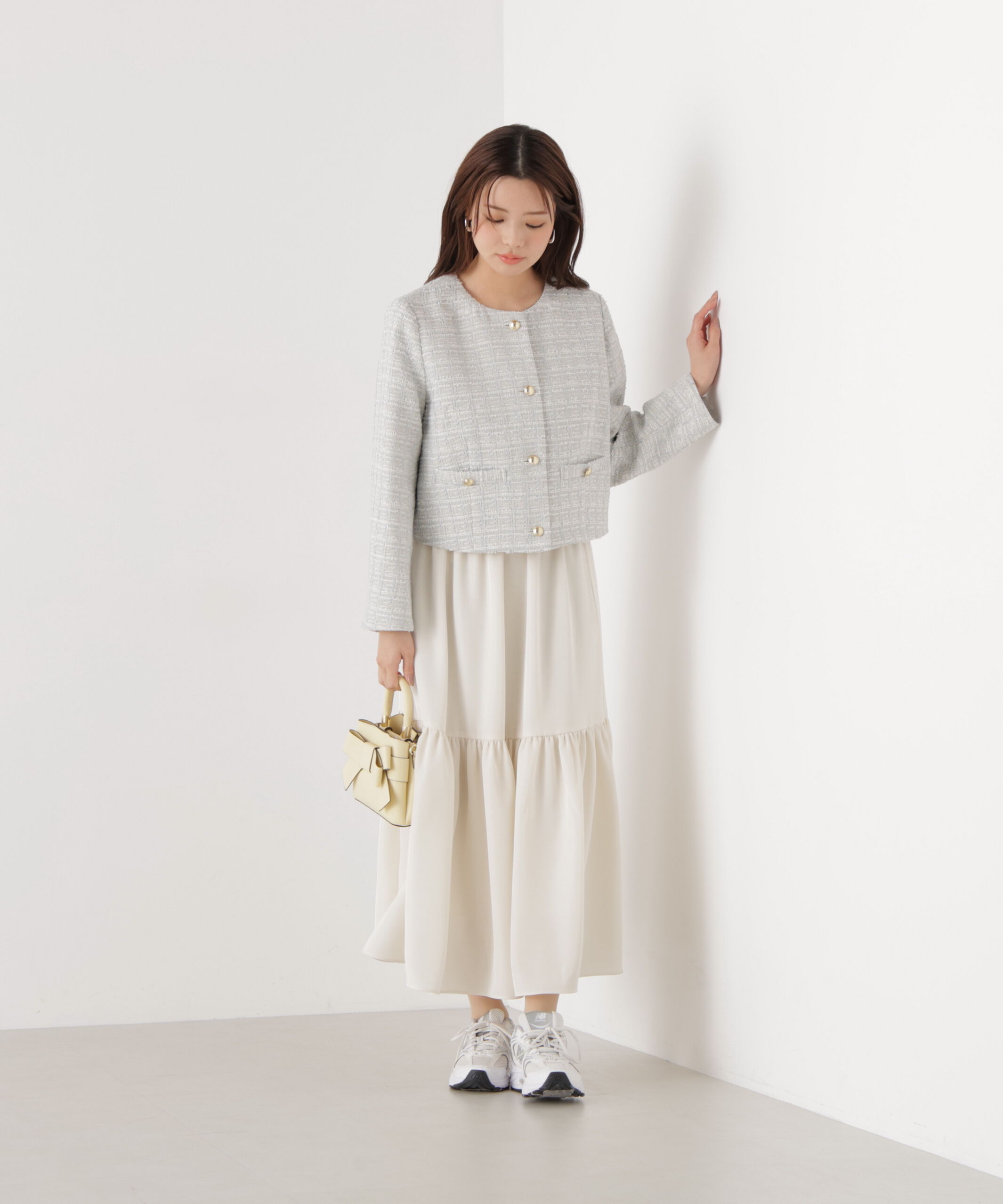 PROPORTION BODY DRESSING「ノーカラーツイードジャケット　26SS」|ブルゾン・スタジャン|