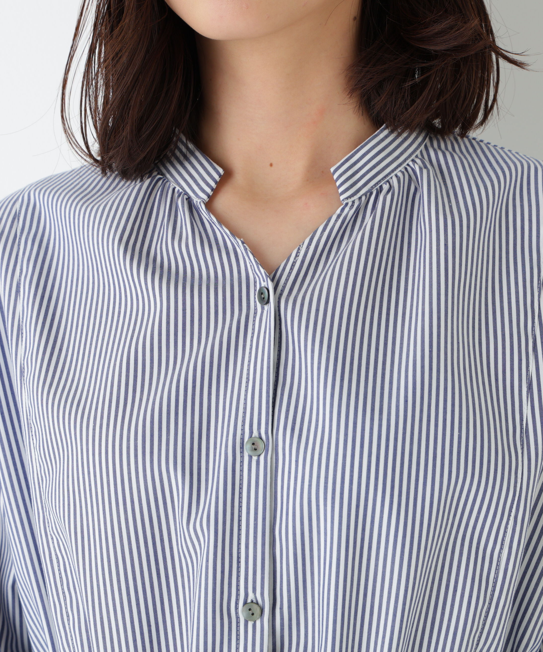  「◆《ウォッシャブル》シャンブレーオックスドロストブラウス」|シャツ・ブラウス|