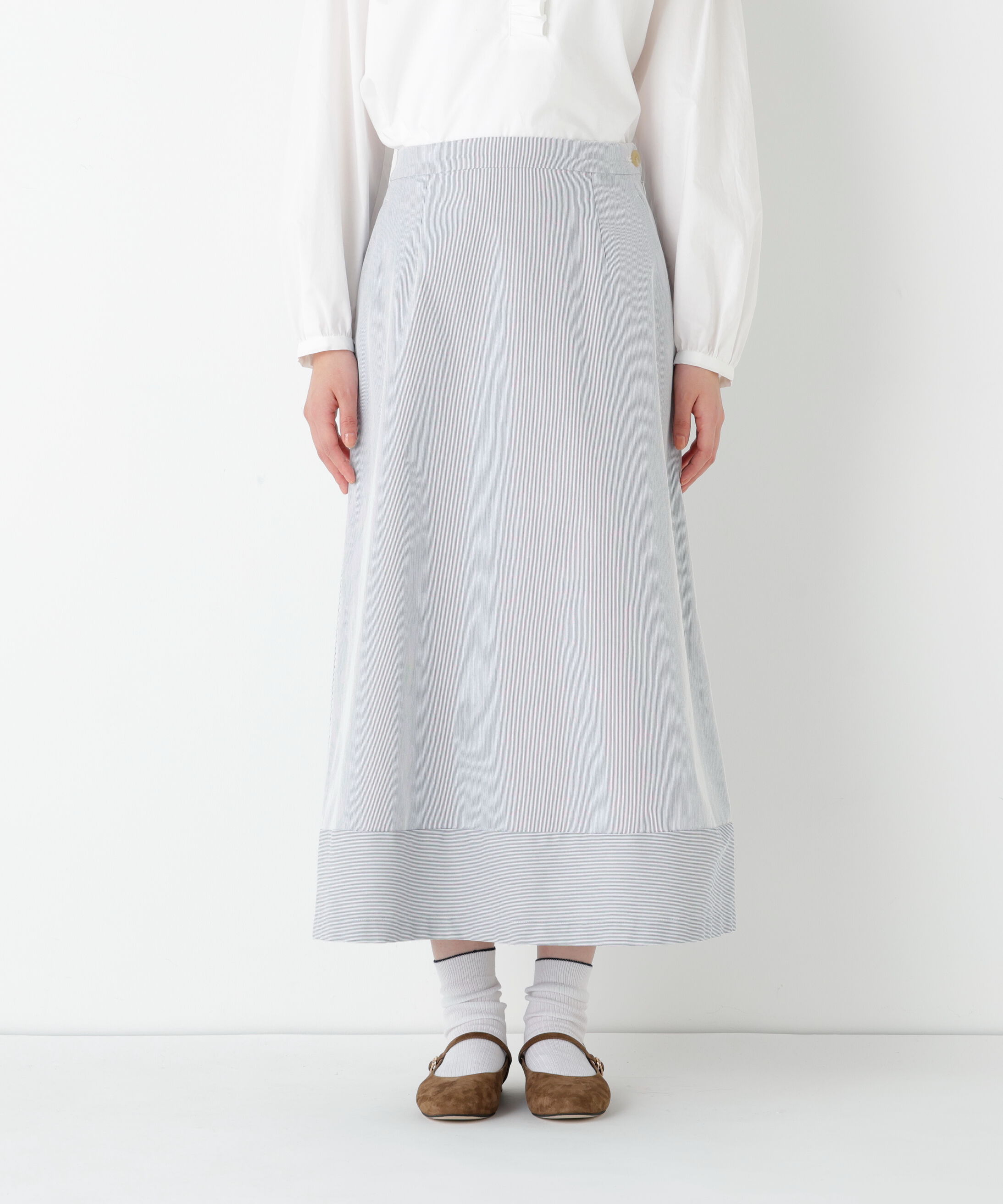  「◆《ウォッシャブル》コードストレッチセミフレアースカート」|スカート|