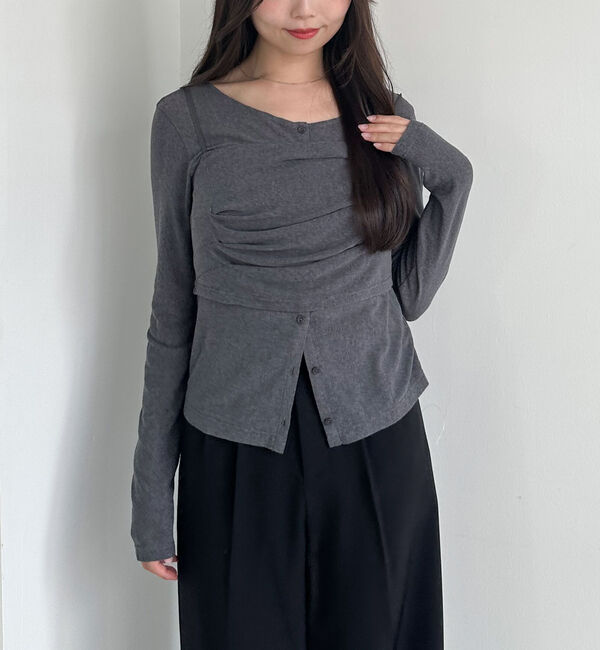 archives「シアーベロアタックビスチェアンサンブル」|カーディガン|CHARCOAL GRAY