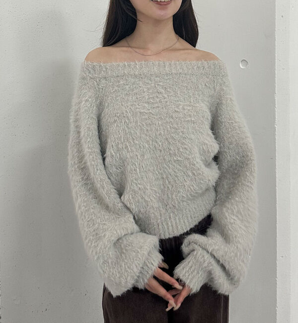 archives「ラメブークレフェザーニットプルオーバー」|ニット・セーター|GRAY