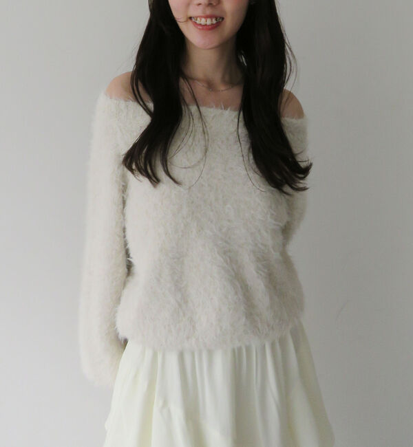 archives「ラメブークレフェザーニットプルオーバー」|ニット・セーター|IVORY