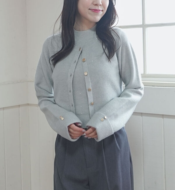 archives「金ボタンラメニットアンサンブル」|カーディガン|MINT GREEN