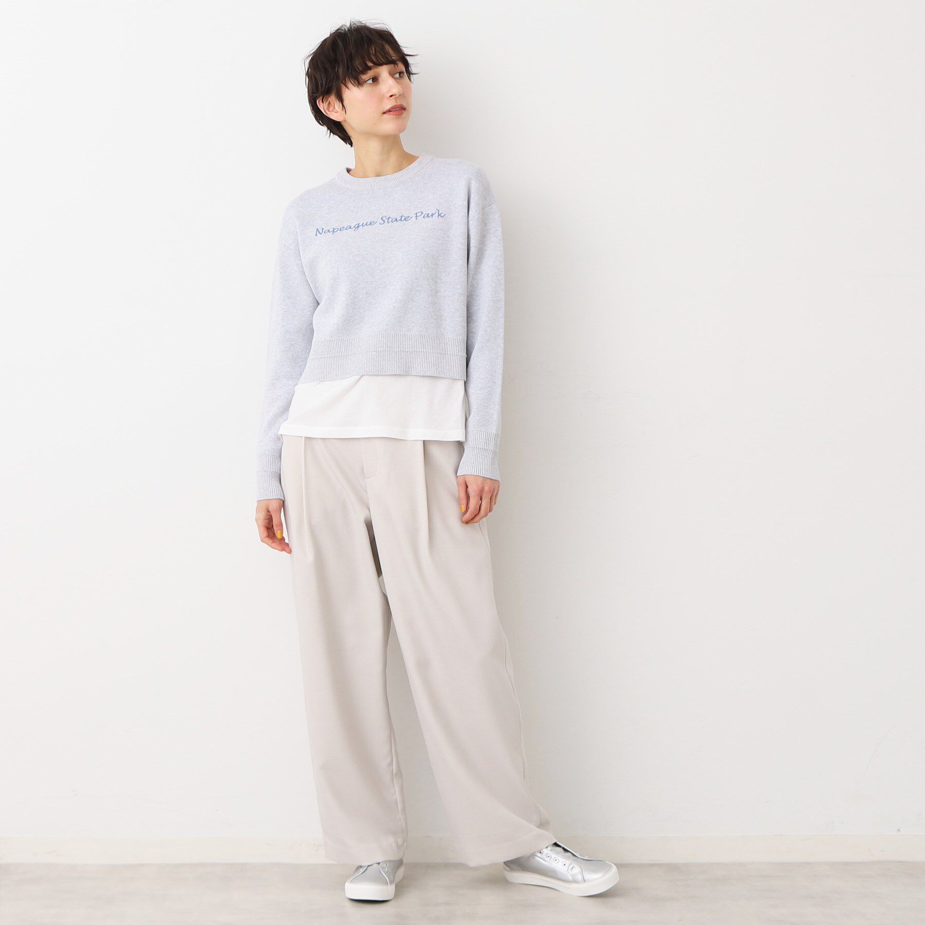 Dessin「【洗える】クロップド丈ロゴジャカードニット（S～L）」|ニット・セーター|