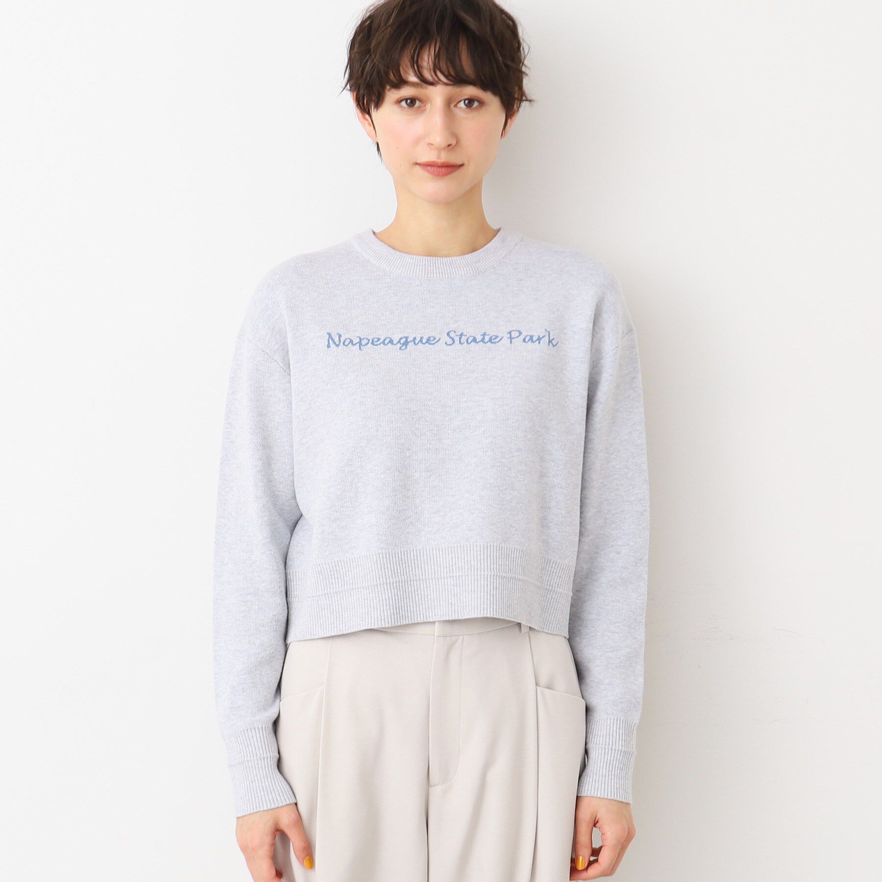 Dessin「【洗える】クロップド丈ロゴジャカードニット（S～L）」|ニット・セーター|