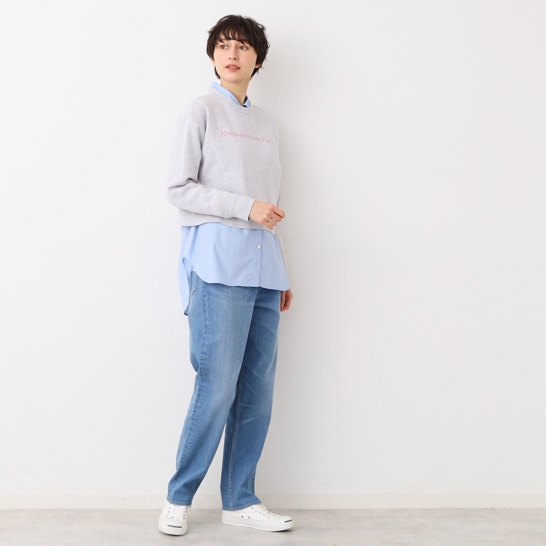 Dessin「【洗える】クロップド丈ロゴジャカードニット（S～L）」|ニット・セーター|