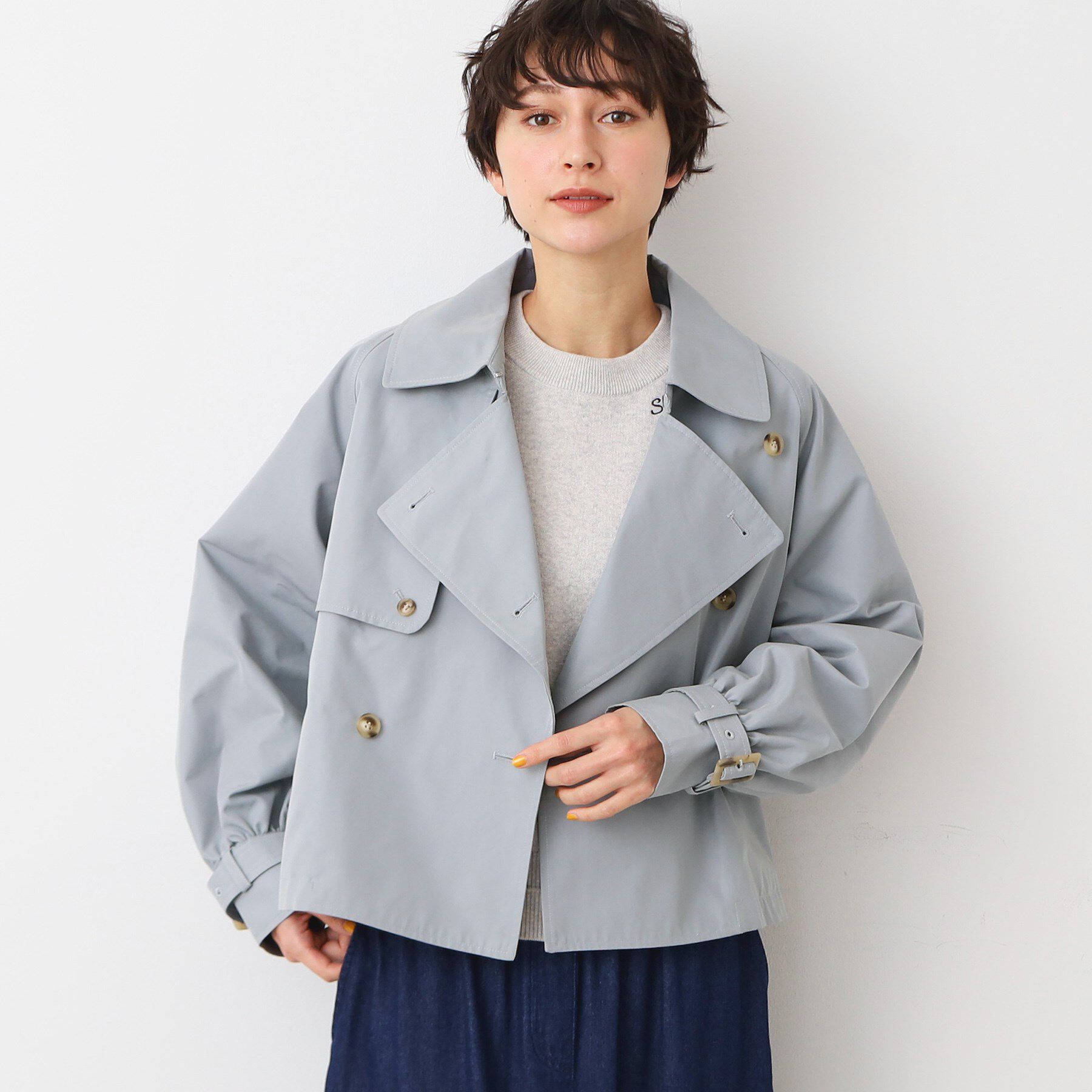 Dessin「【洗える】ショートトレンチジャケット」|テーラードジャケット|ライトグレー(011