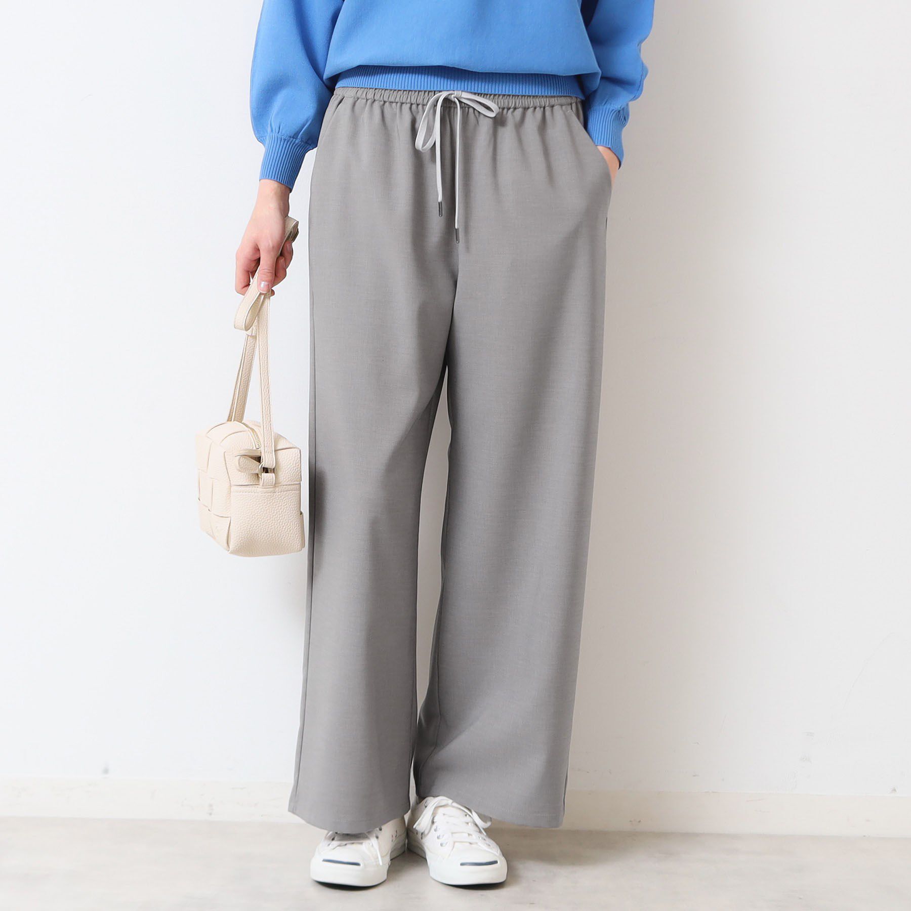 Dessin「【ウエストゴム・洗える】ドロストリラックスパンツ（XS～L）」|その他|グレー(012)