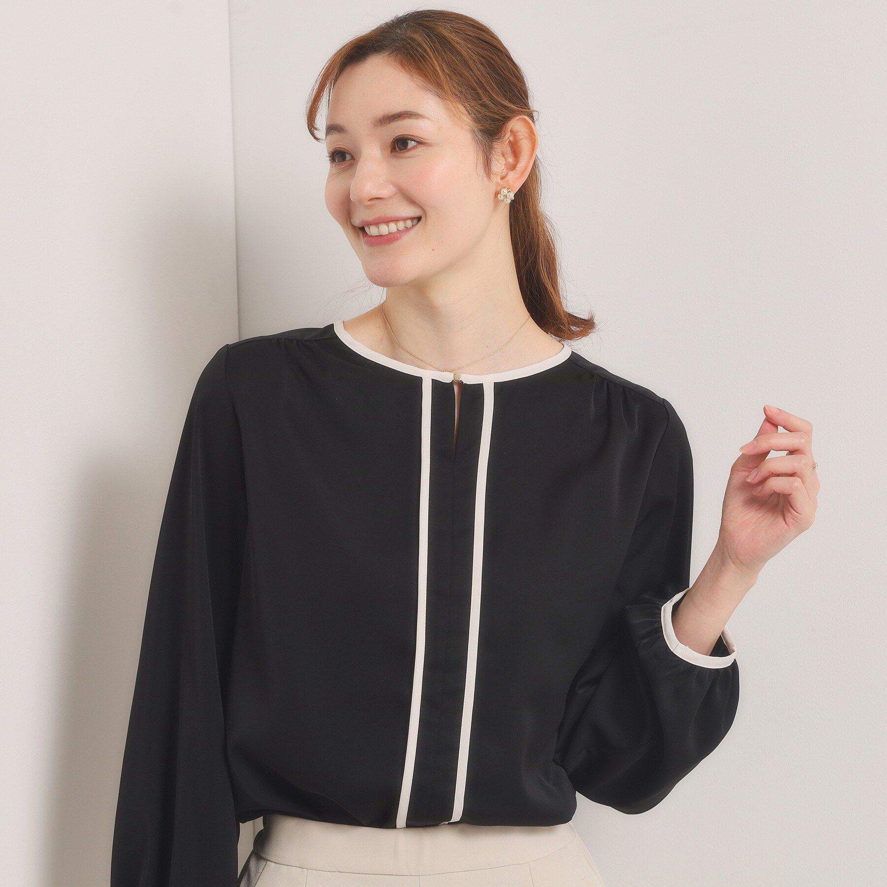 ITS&rsquo;DEMO「【入卒／手洗い可】配色ブラウス」|シャツ・ブラウス|