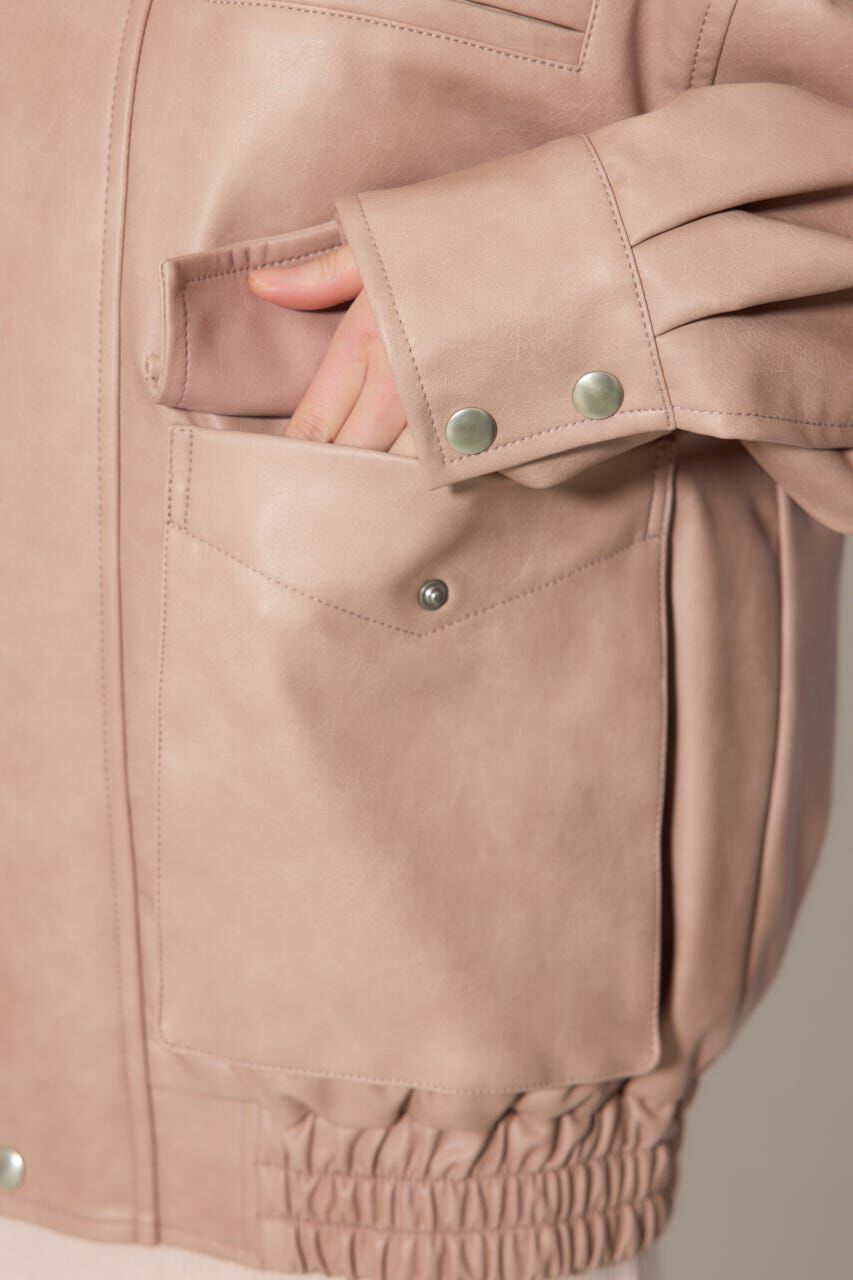 rienda「ライナー付きフェイクレザーブルゾン」|ブルゾン・スタジャン|