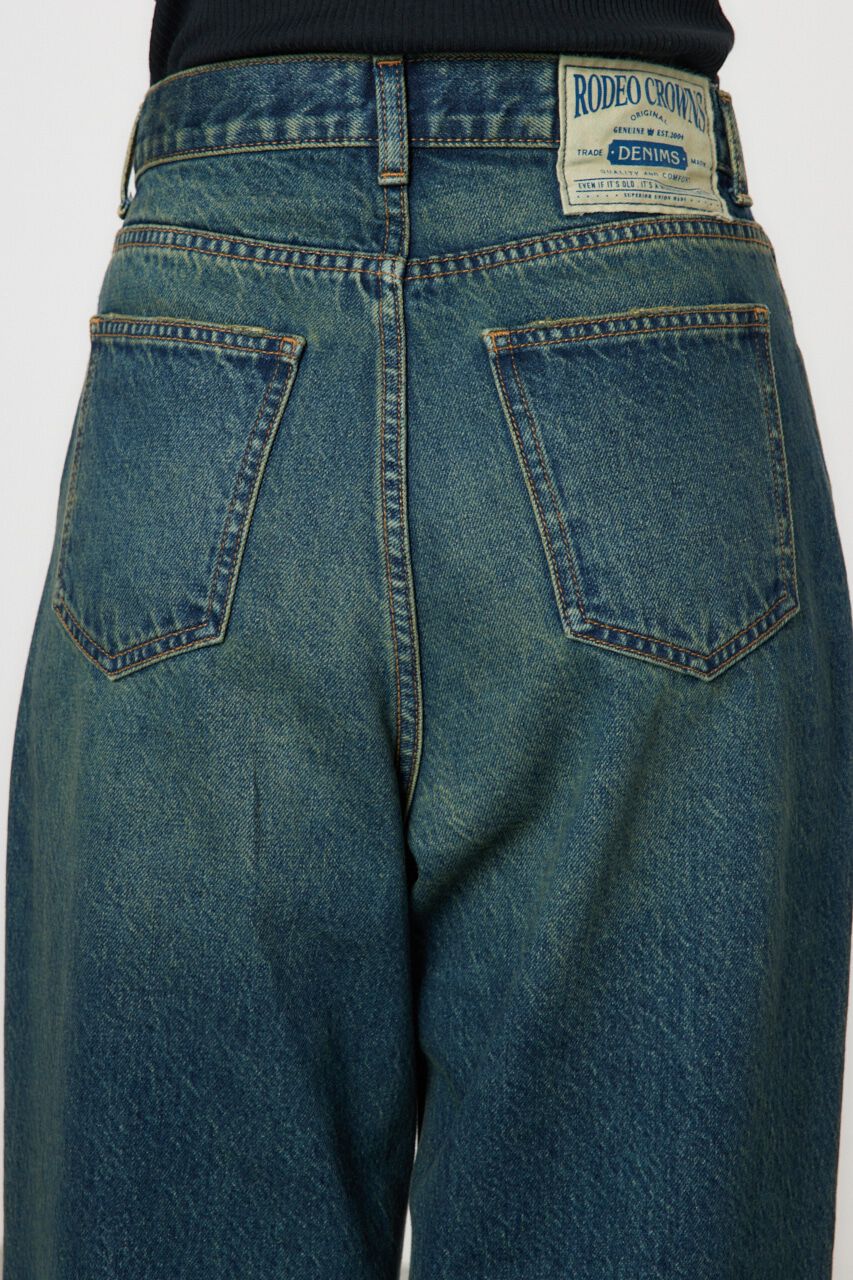 RODEO CROWNS「タックワイドクラッシュデニムパンツ」|デニム|