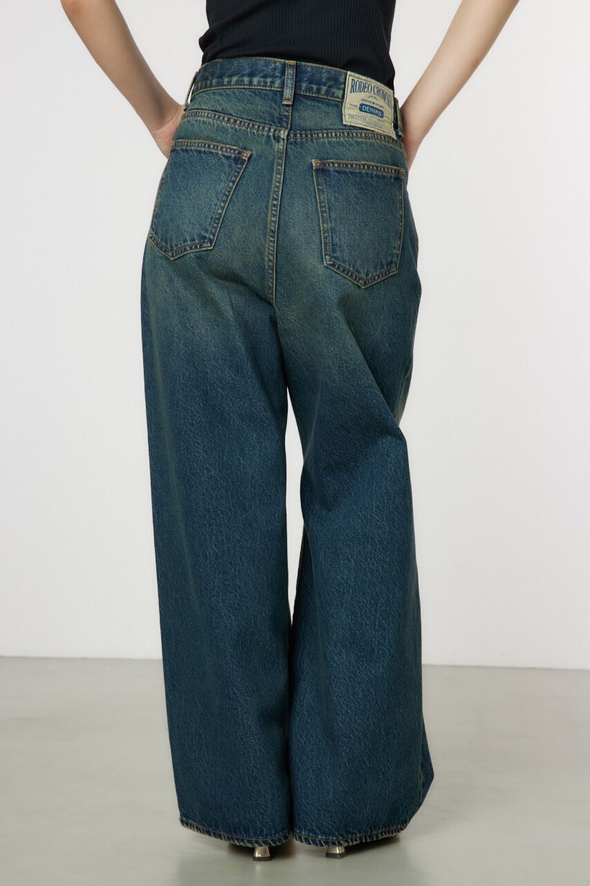 RODEO CROWNS「タックワイドクラッシュデニムパンツ」|デニム|