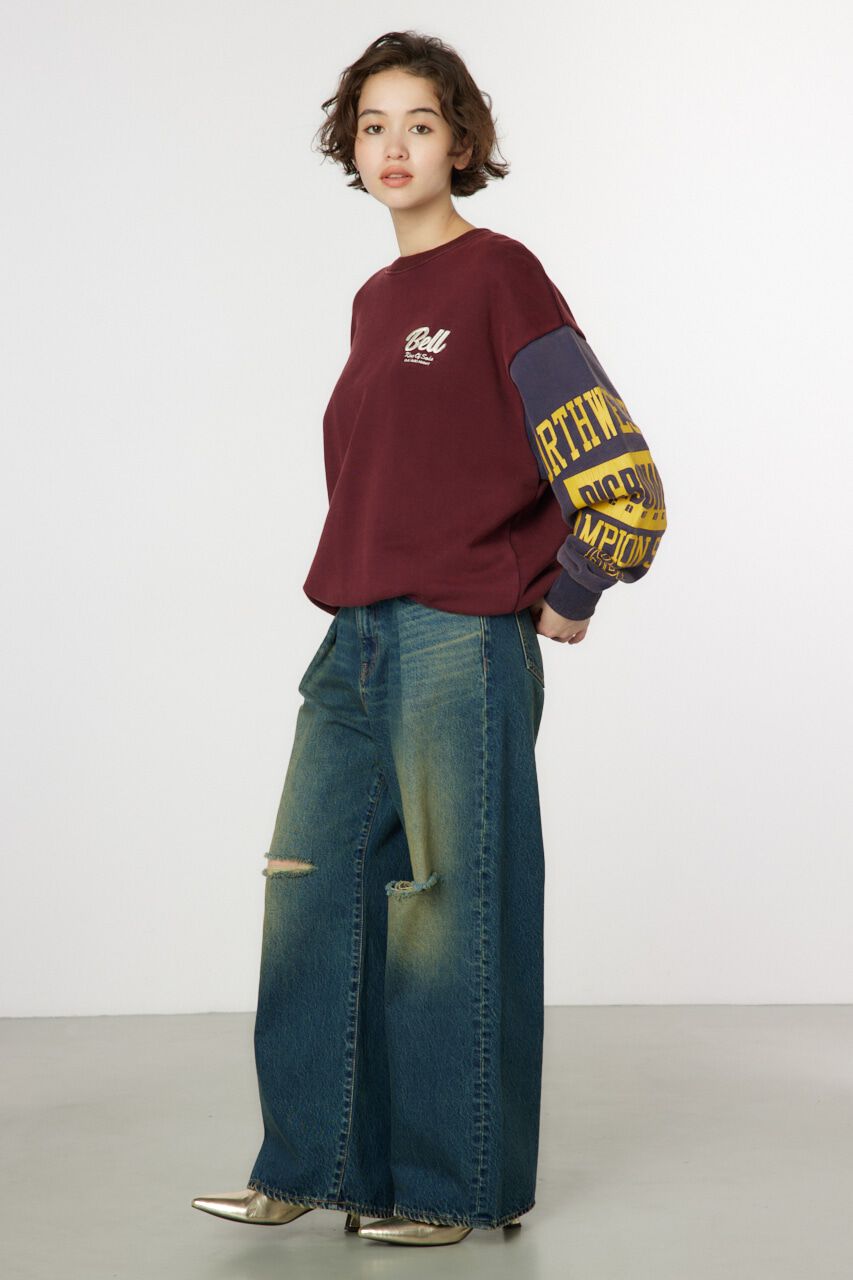 RODEO CROWNS「タックワイドクラッシュデニムパンツ」|デニム|